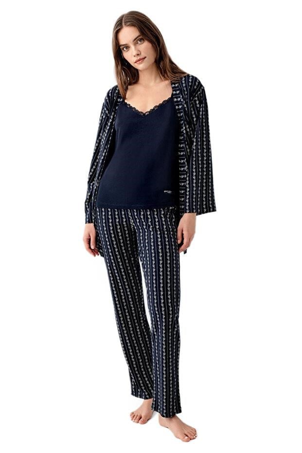 Pierre Cardin Kadın Lacivert 3'lü Pijama Takımı 9210