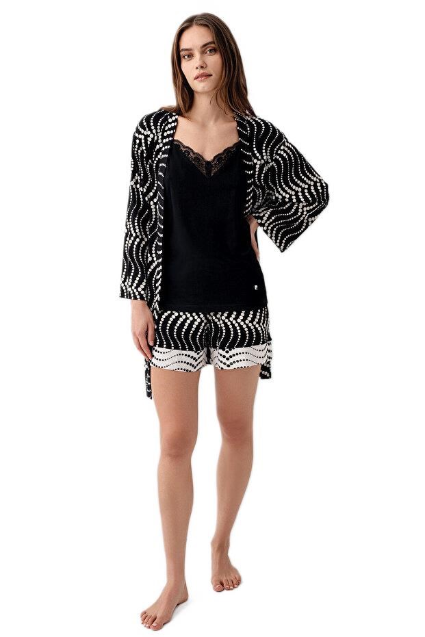 Pierre Cardin Kadın Siyah 3'lü Pijama Takımı 9169-S