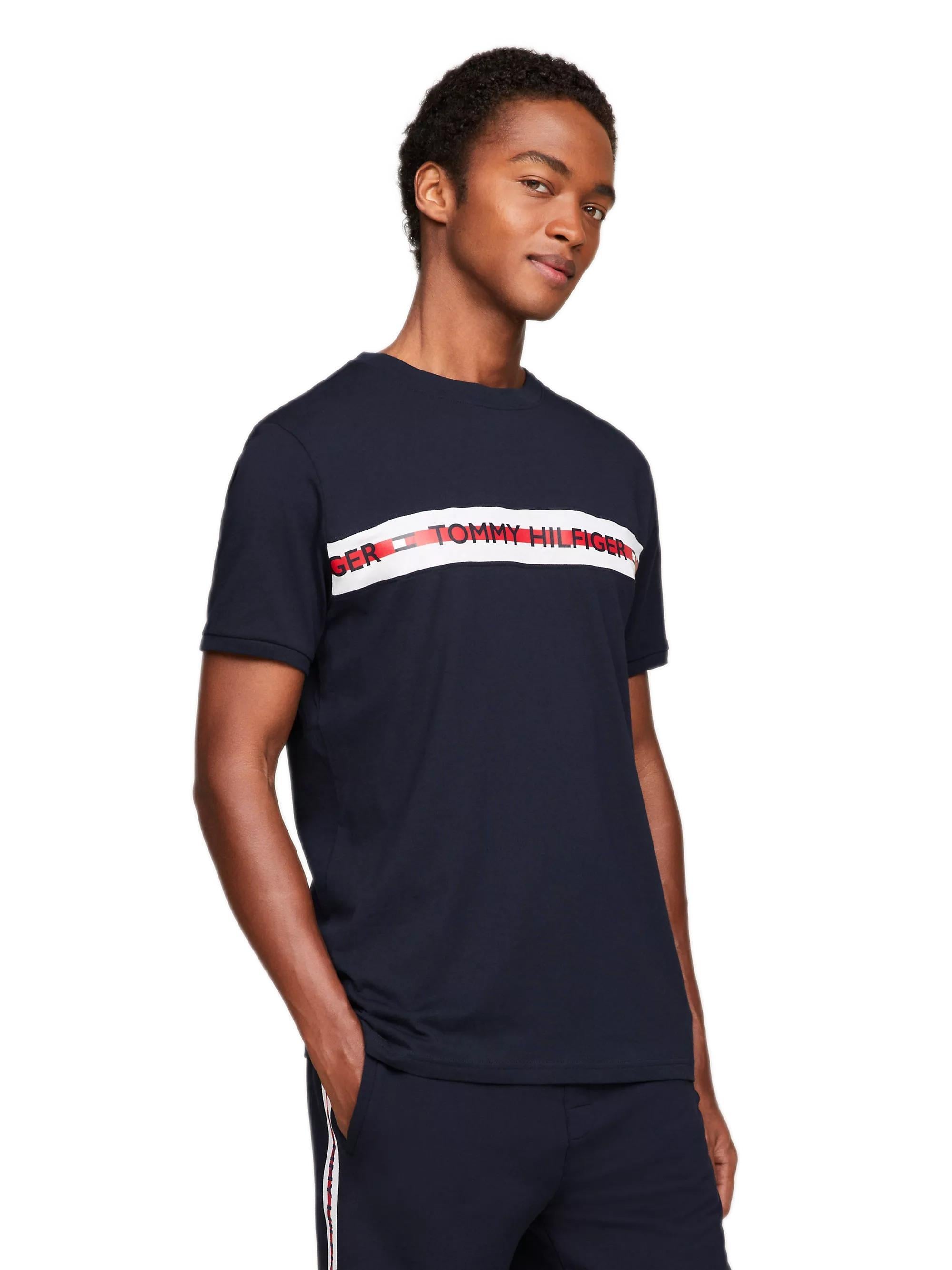 Tommy Hilfiger Erkek Bisiklet Yaka Logolu Lacivert T-Shirt