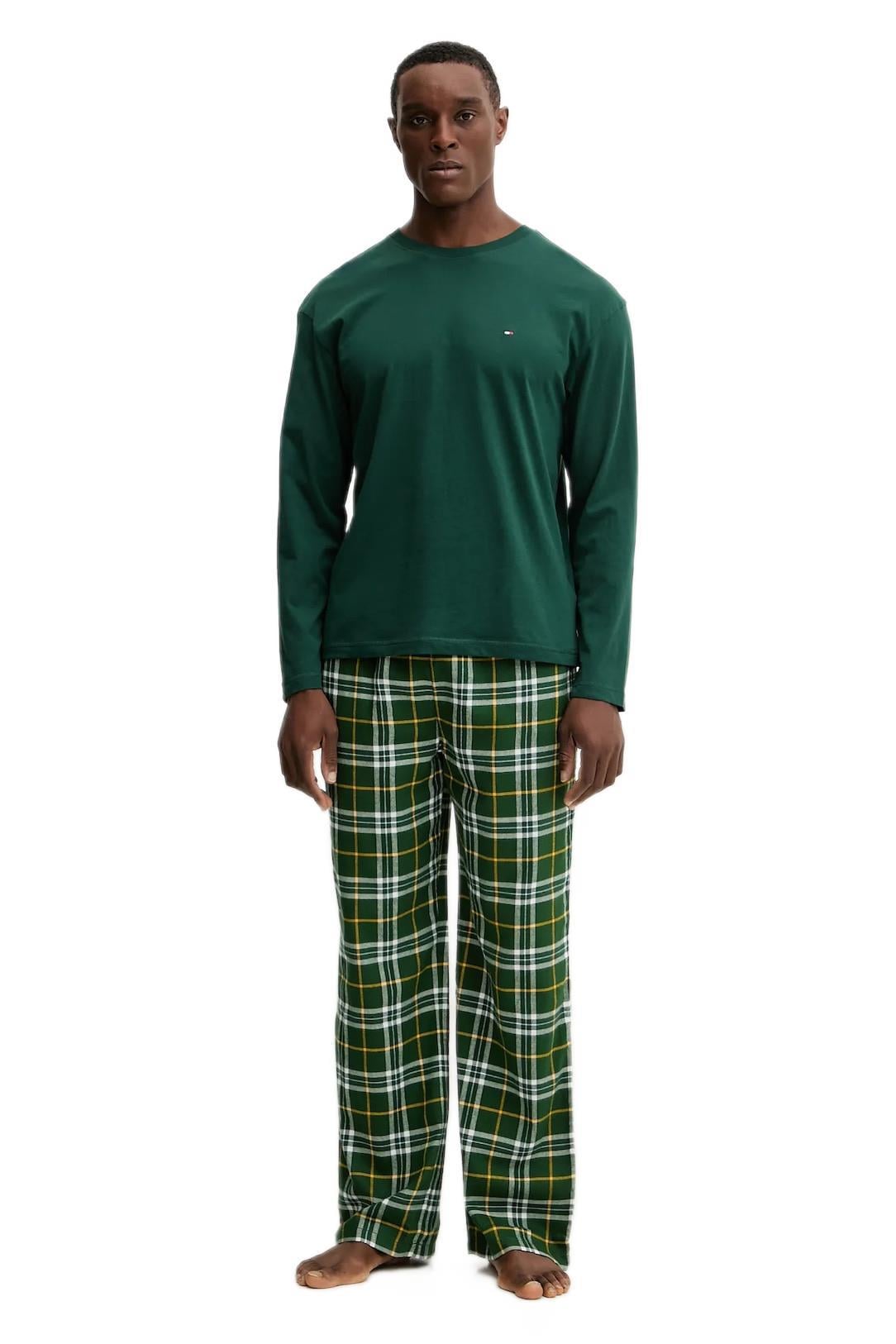 Tommy Hilfiger Erkek Yeşil Uzun Kollu Rahat Flanel Pijama Takımı UM0UM03657