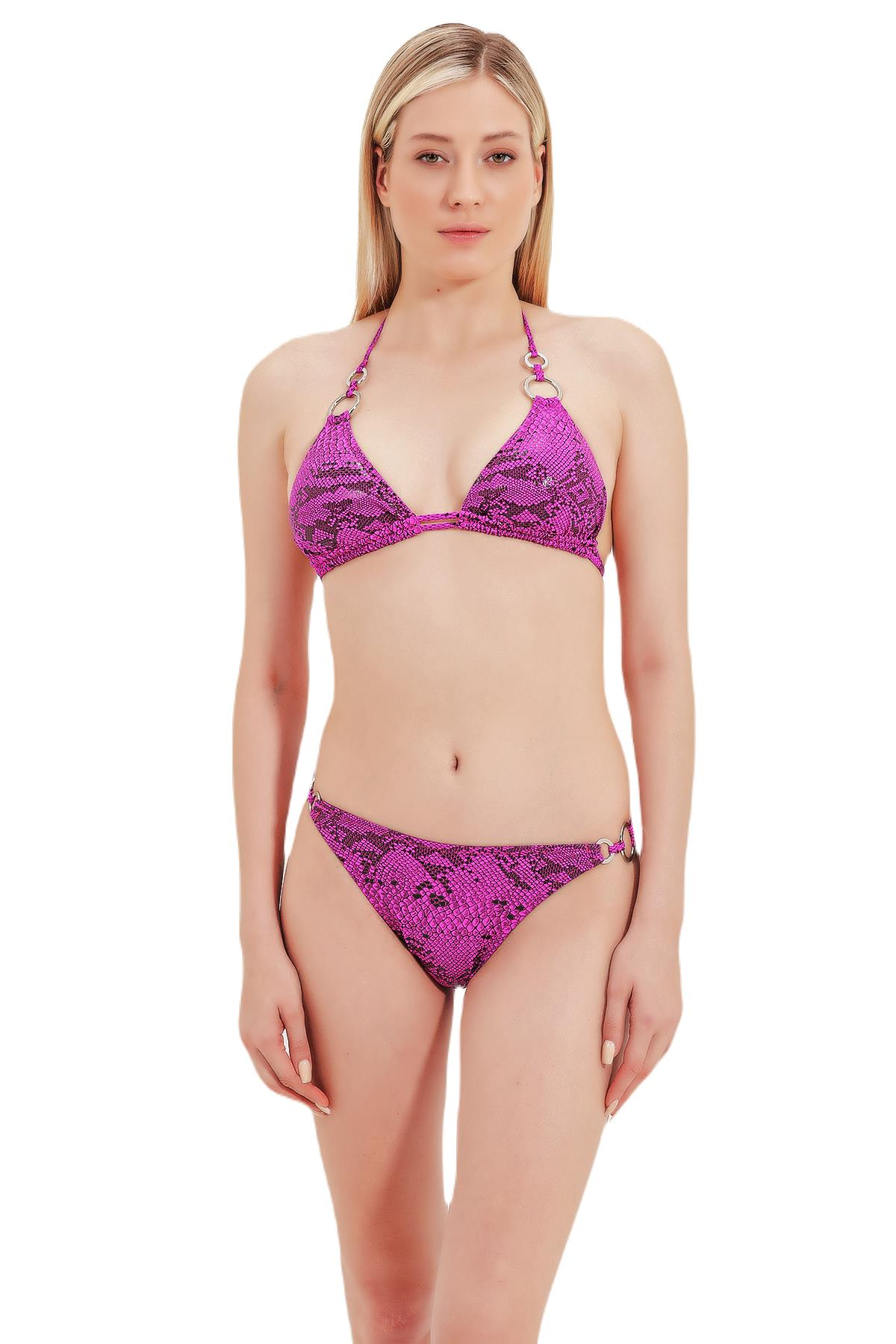 Zeki Aksesuar Detaylı Pembe Bikini Takım
