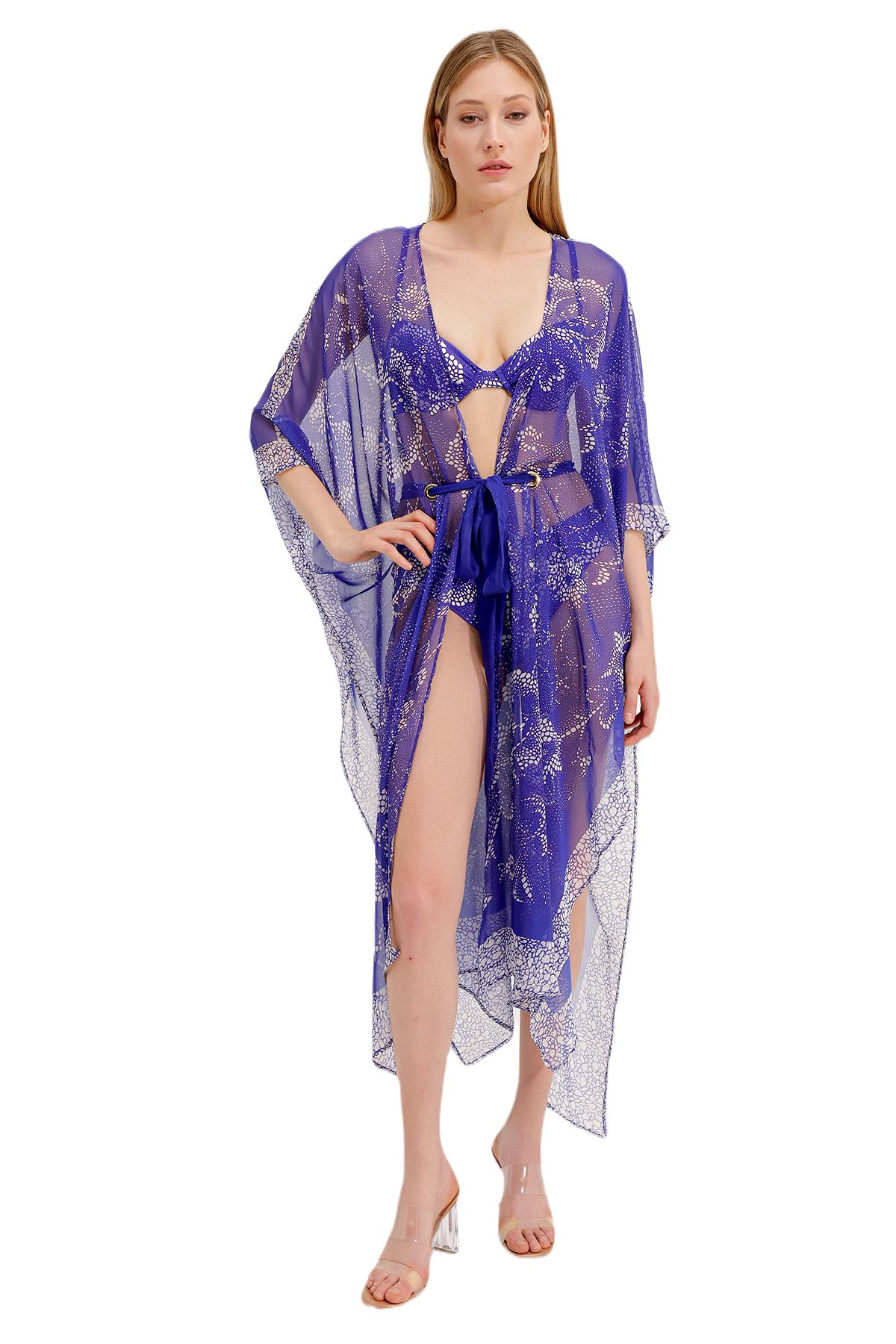 Zeki Desenli Mor Elbise 