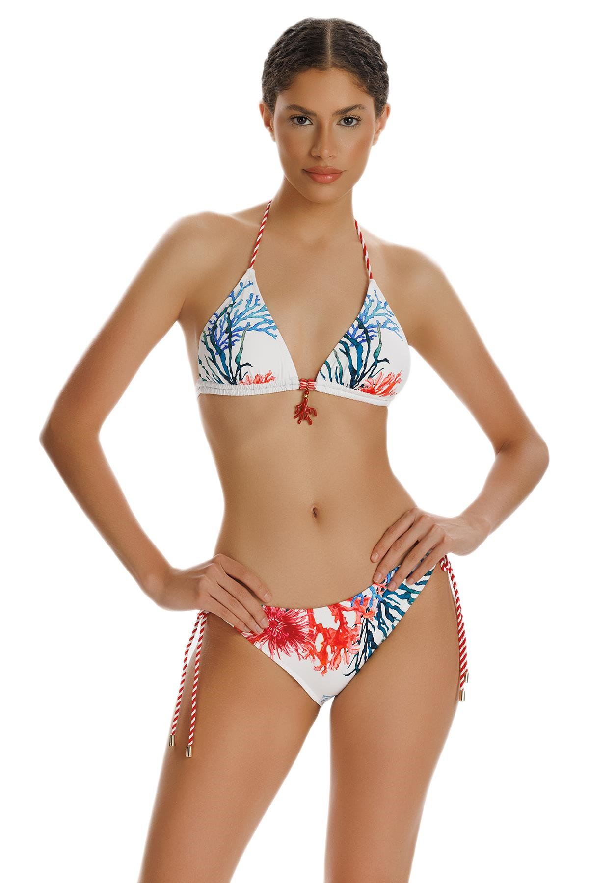 Zeki Desenli Üçgen Bikini Takımı