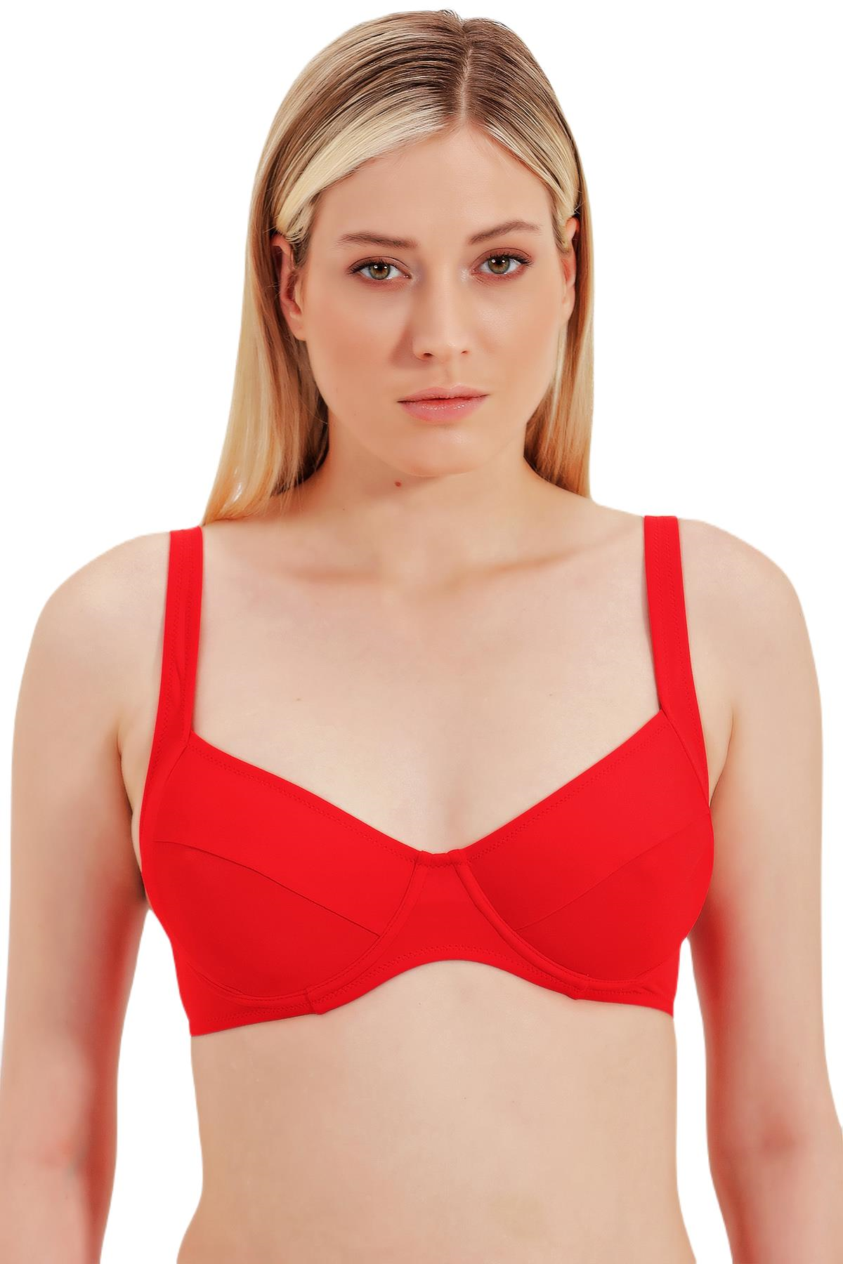 Zeki Kapsız Kırmızı Bikini Üst 