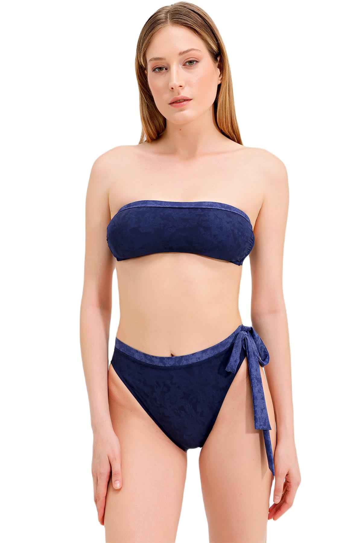 Zeki Straplez Lacivert Bikini Takım
