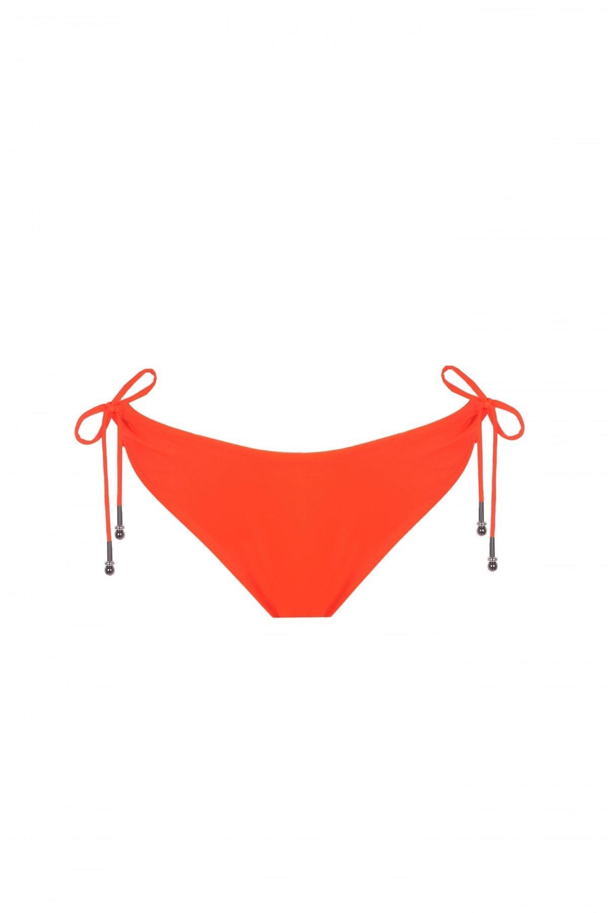Zeki Yandan Bağlamalı Orta Bel Turuncu Bikini Altı