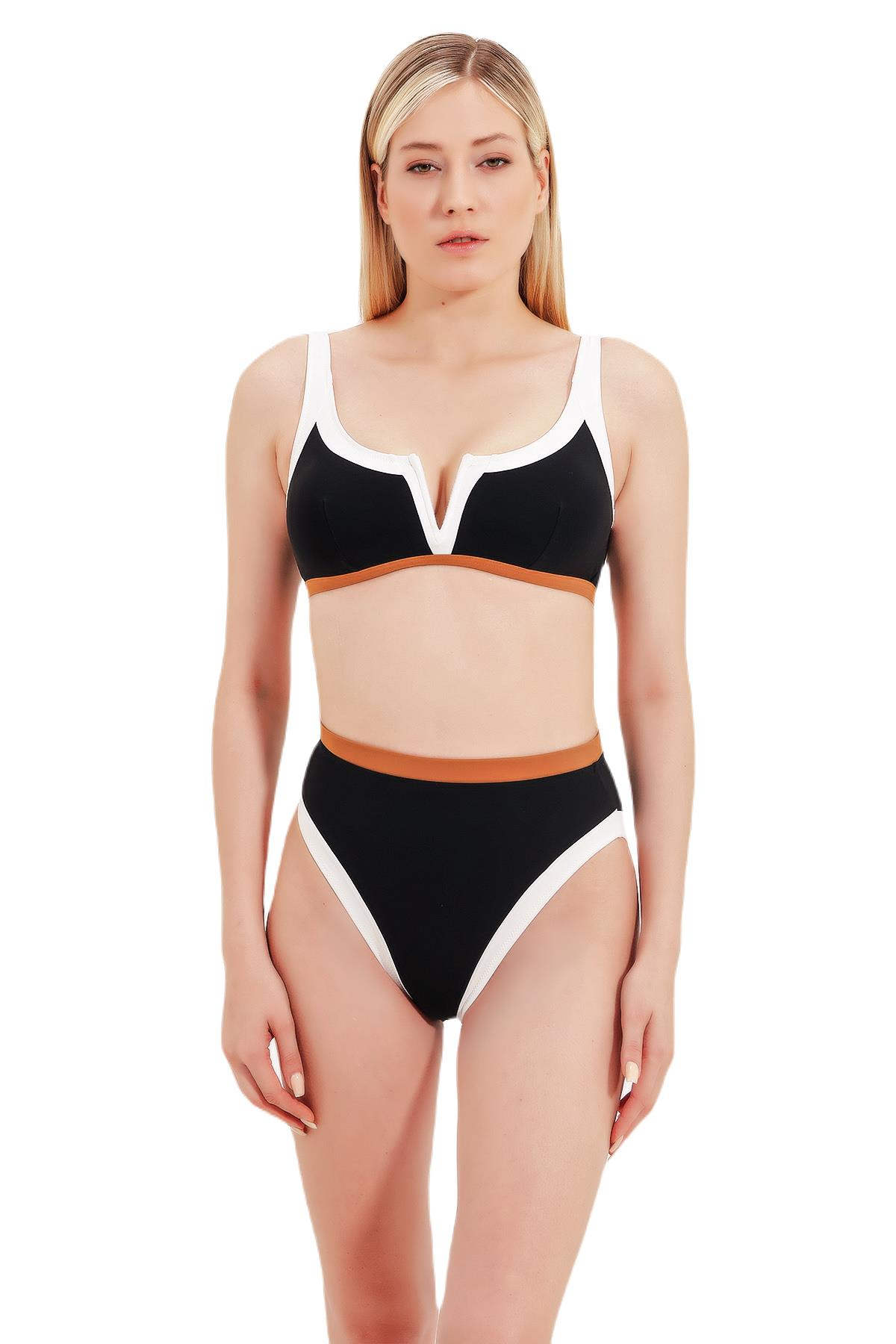 Zeki Yüksek Bel Siyah Bikini Takım