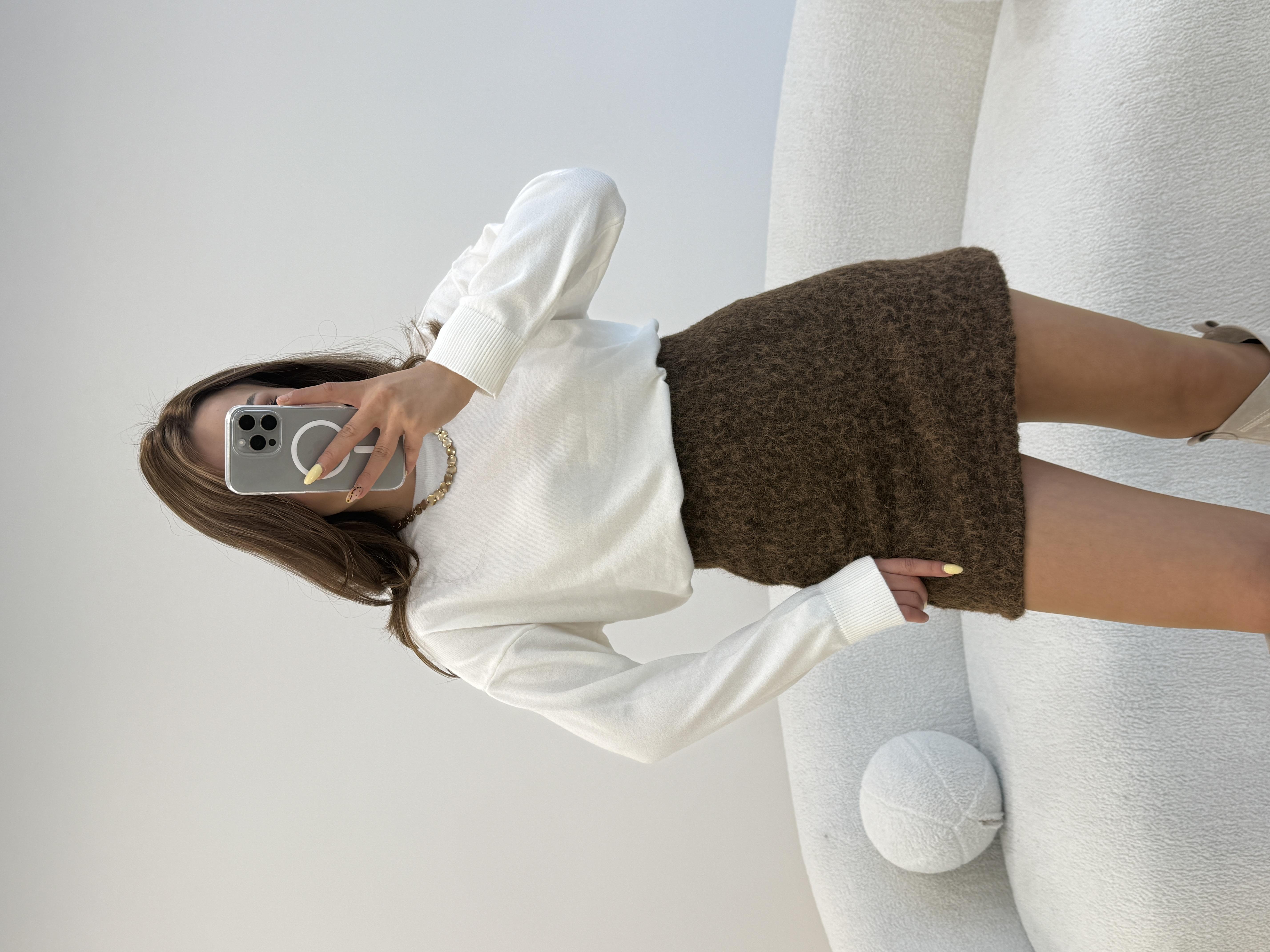 %100 COKON BİSİKLET YAKA BASİC KAZAK EKRU