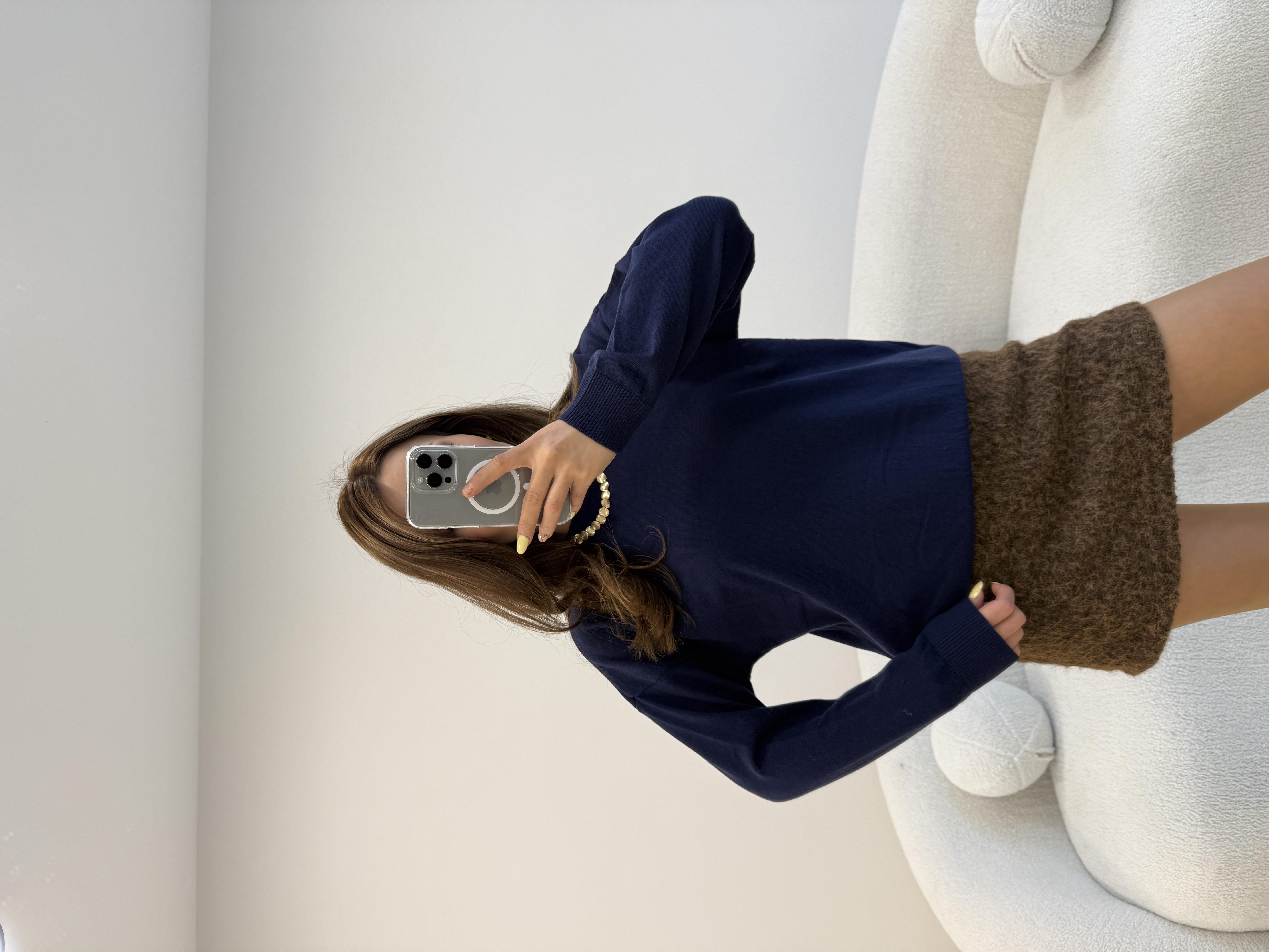 %100 COKON BİSİKLET YAKA BASİC KAZAK LACİVERT