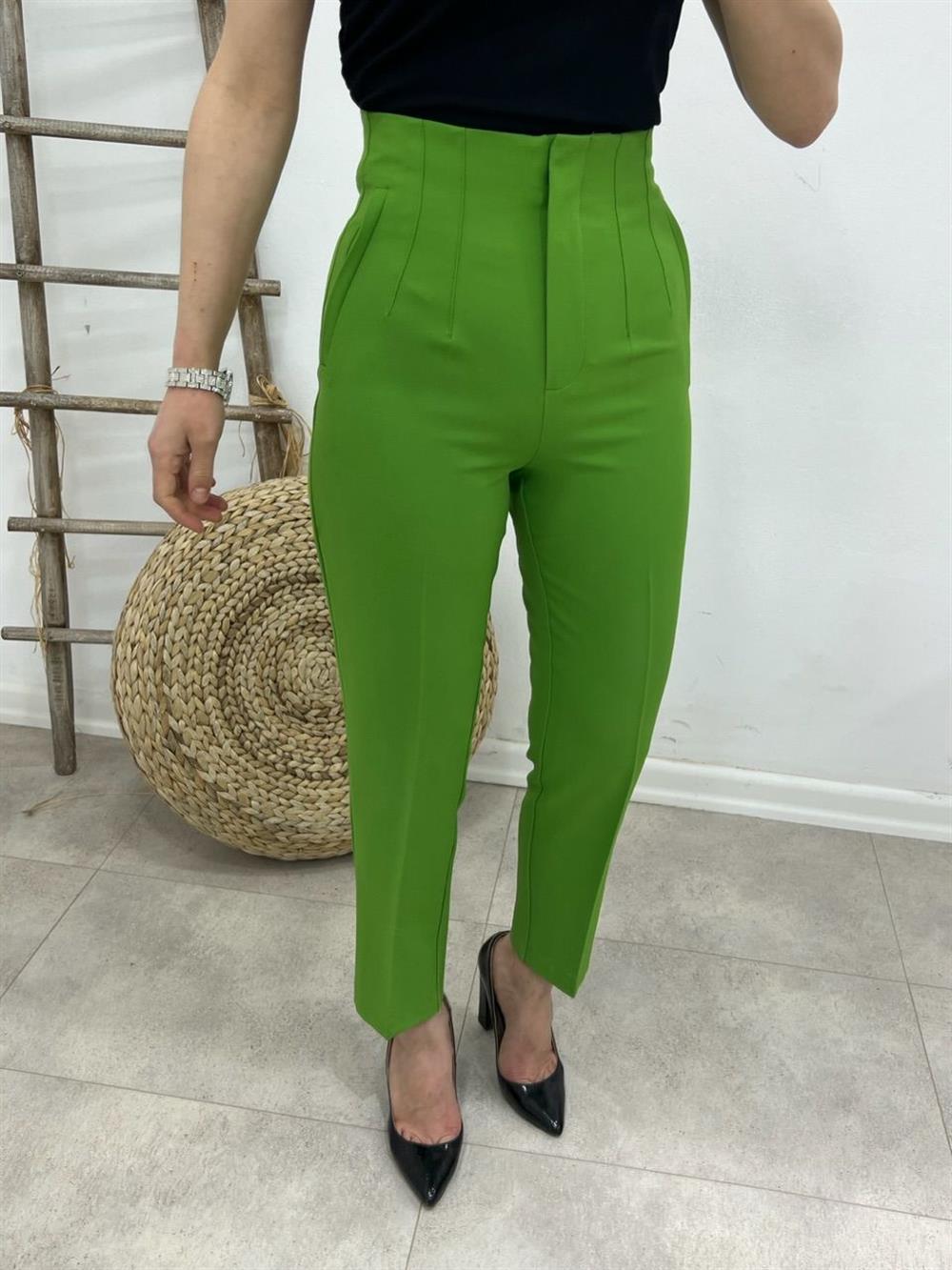 Pensli̇ Kumaş Pantolon Yeşi̇l