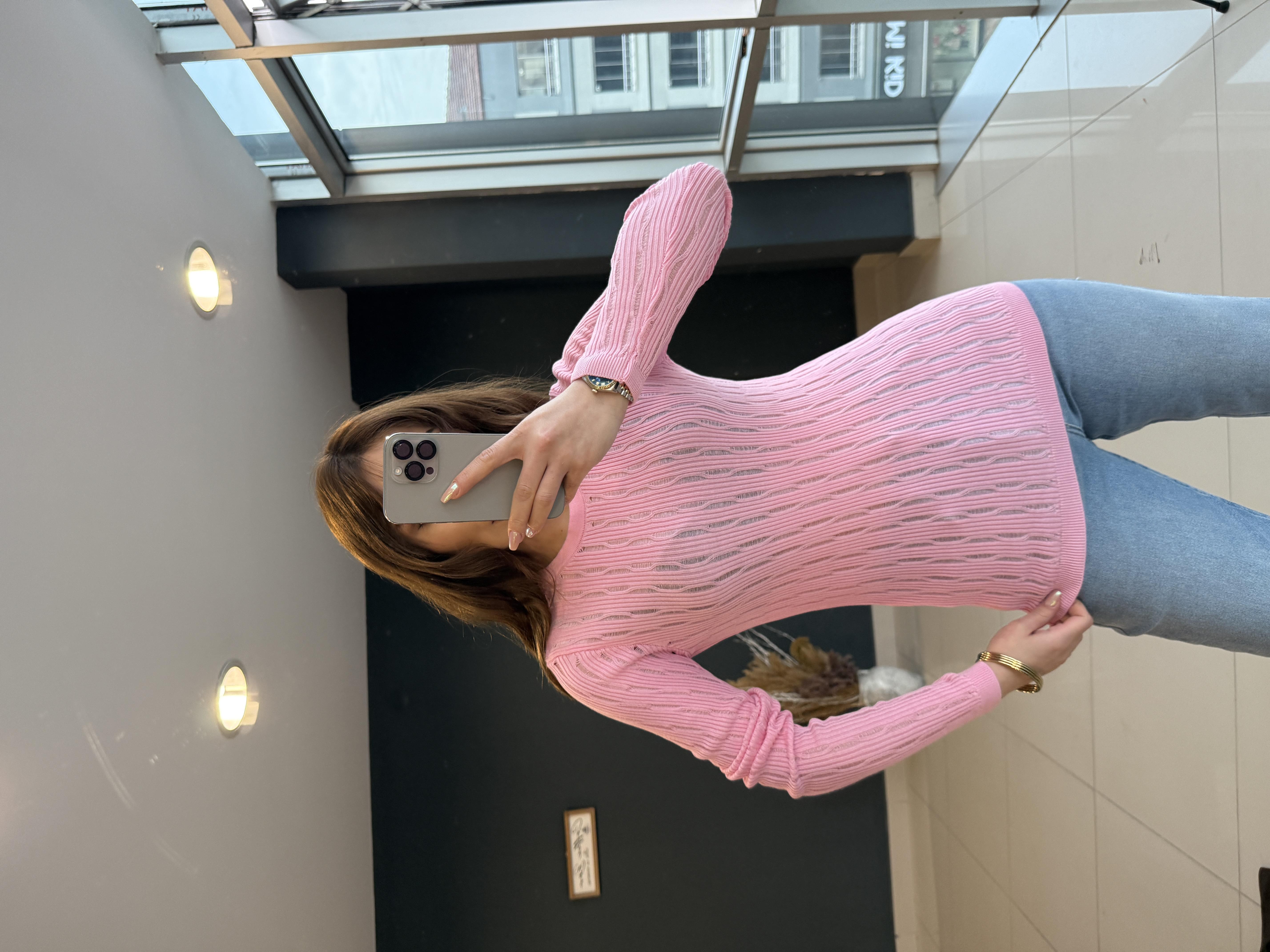 Ajurlu Merseri̇ze Bluz Pembe