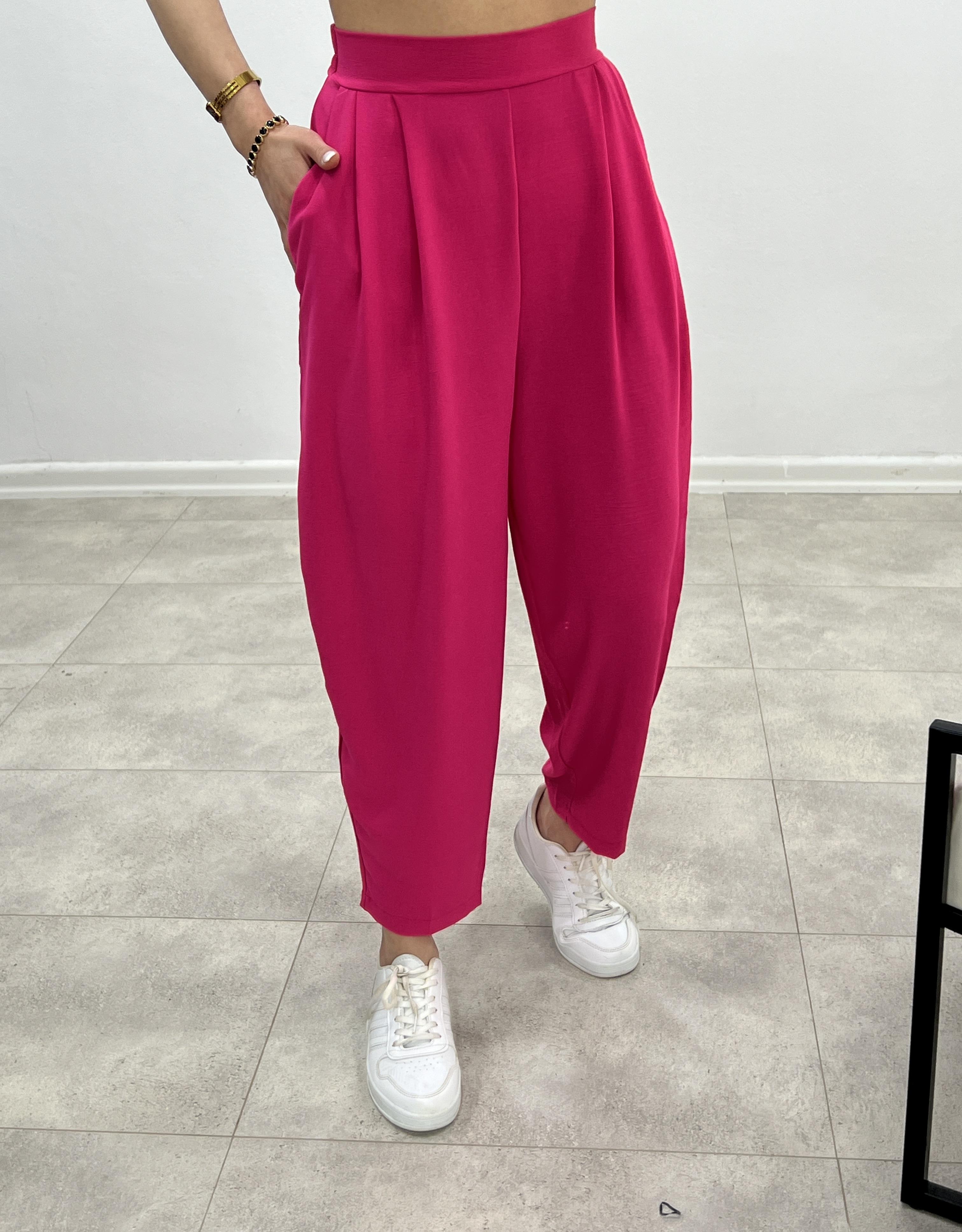 Ayrobi̇n Keten Şalvar Pantolon Pembe