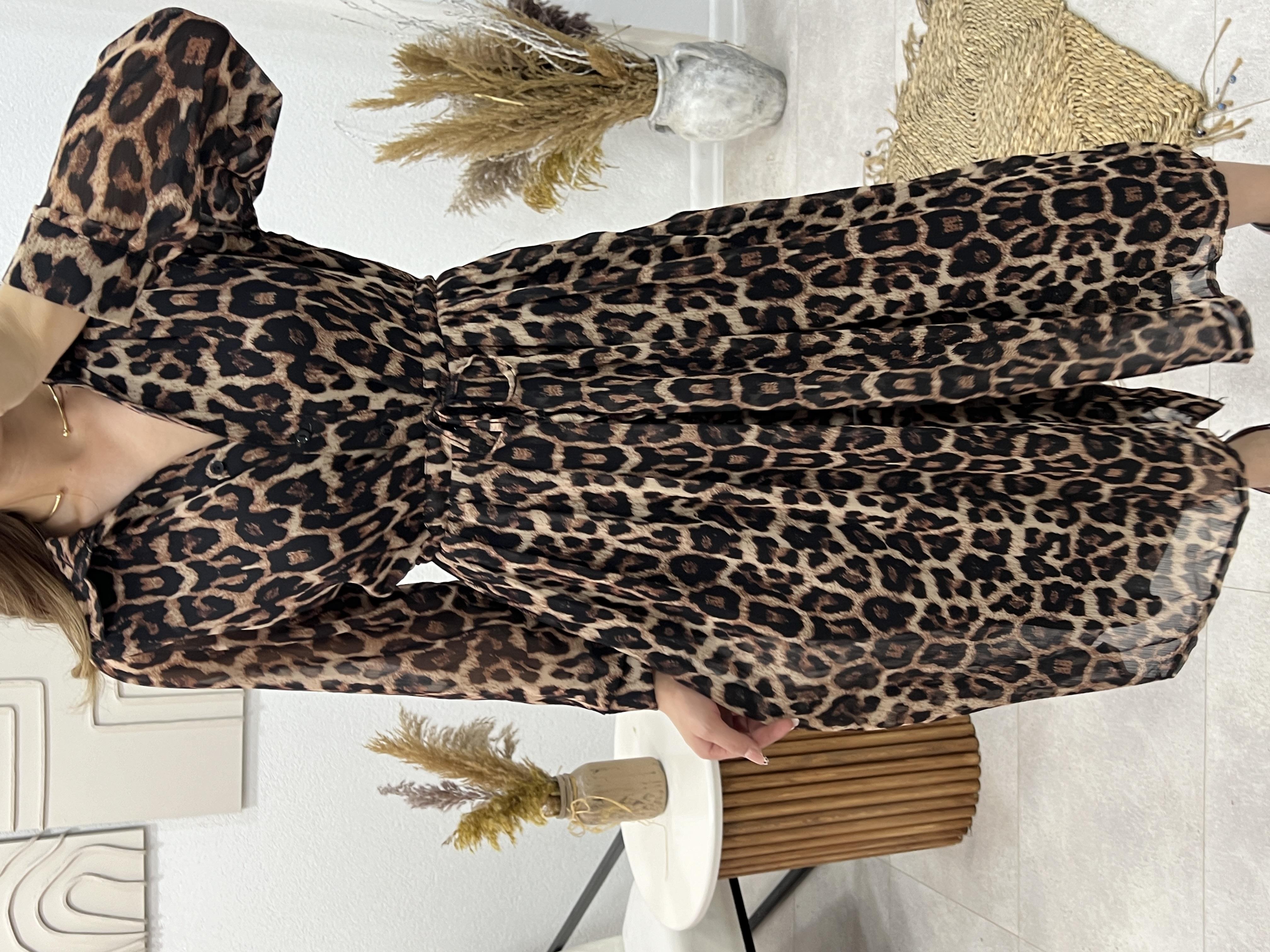 Beldan Bağlamali Leopar Gömlek Elbi̇se