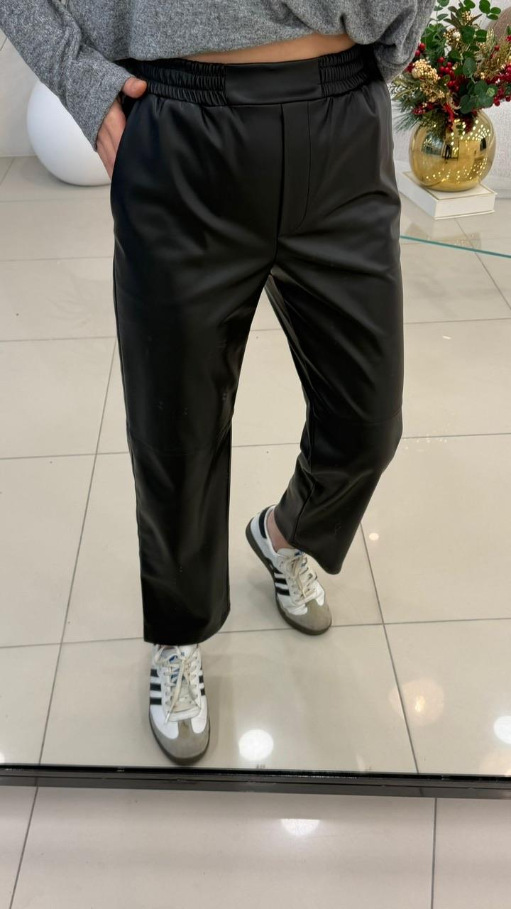 BELİ LASTİKLİ DERİ PANTOLON 
