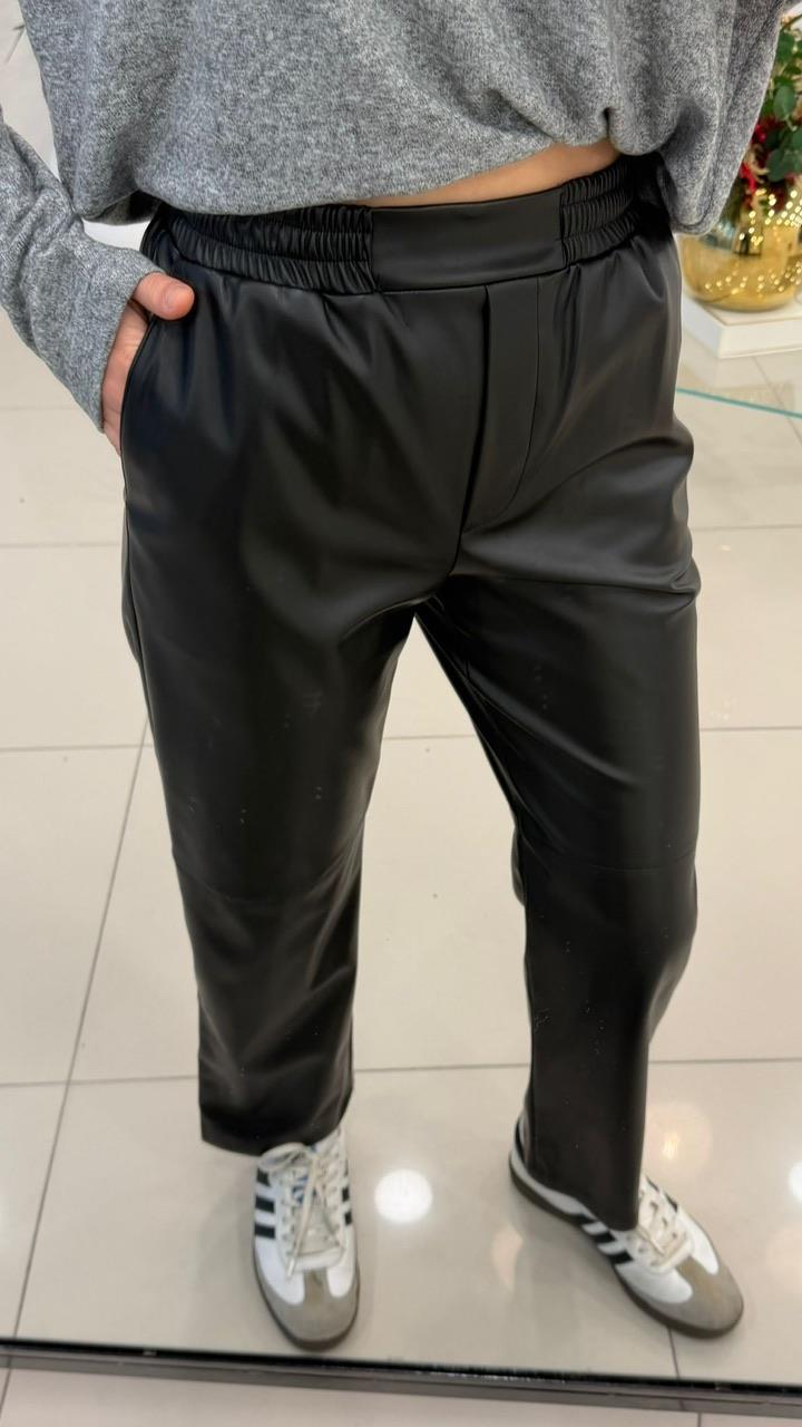 BELİ LASTİKLİ DERİ PANTOLON 