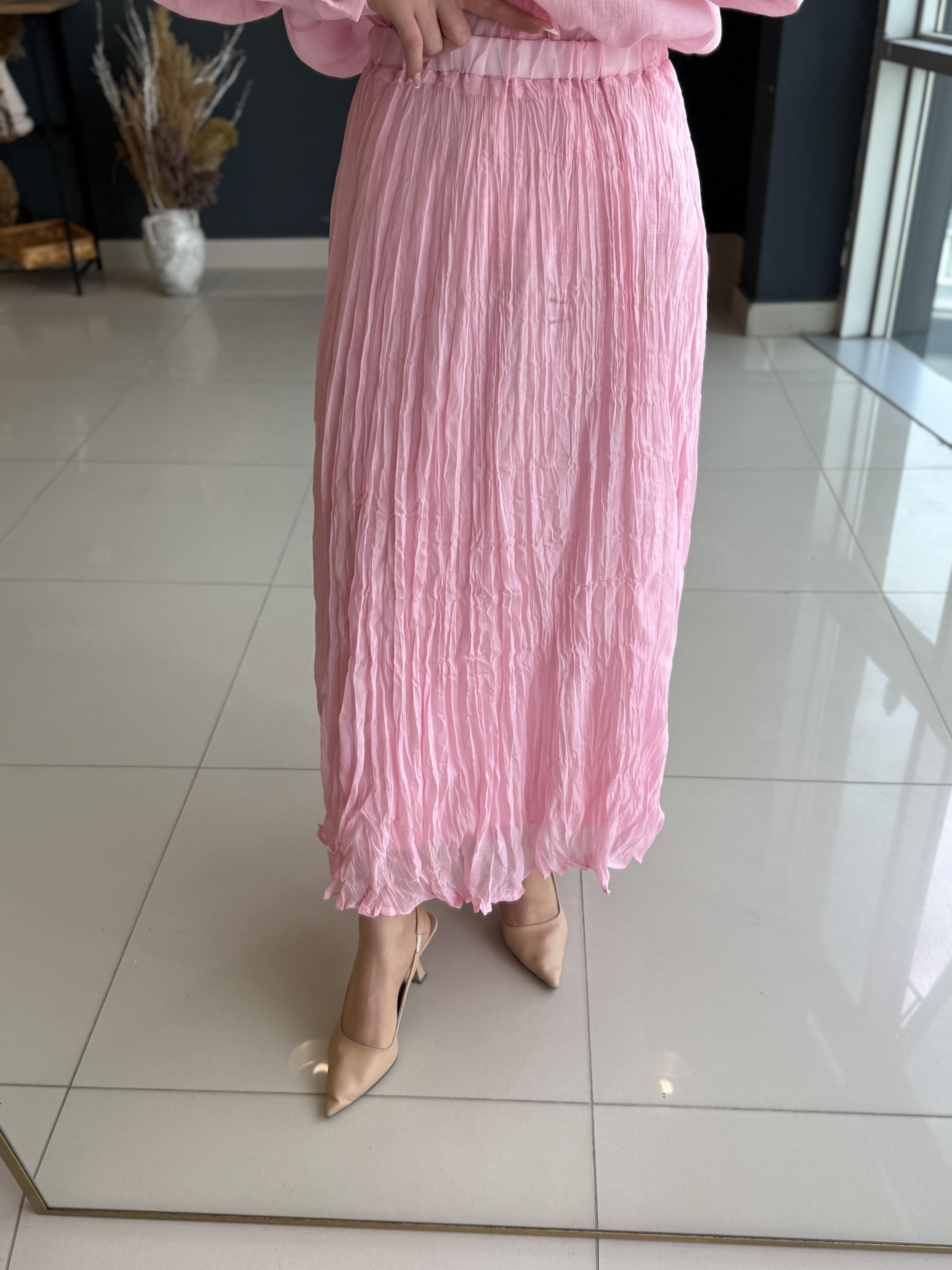 Beli̇ Lasti̇kli̇ Etek Pembe