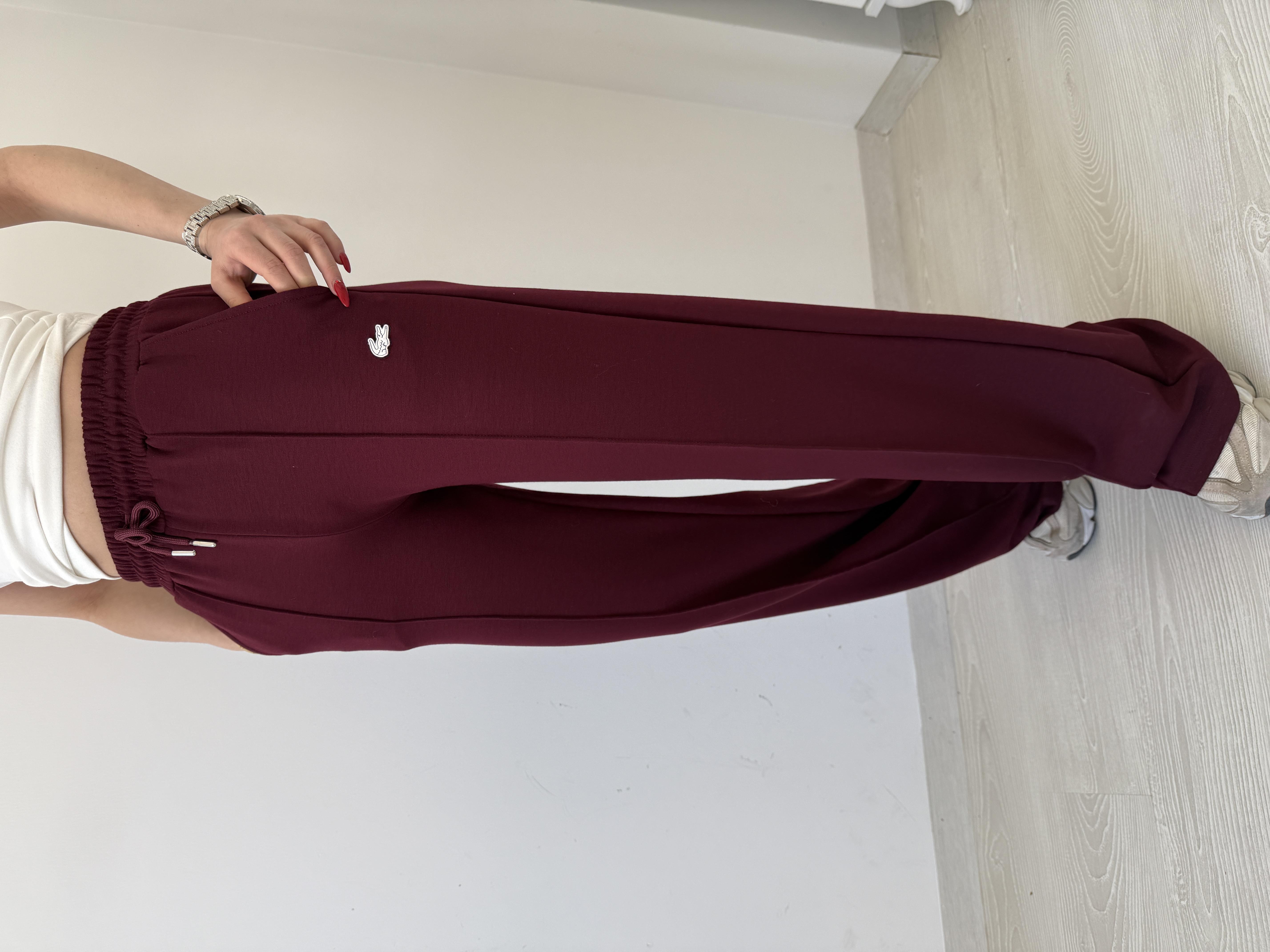 Beli̇ Lasti̇kli̇ Eşofman Alti Bordo