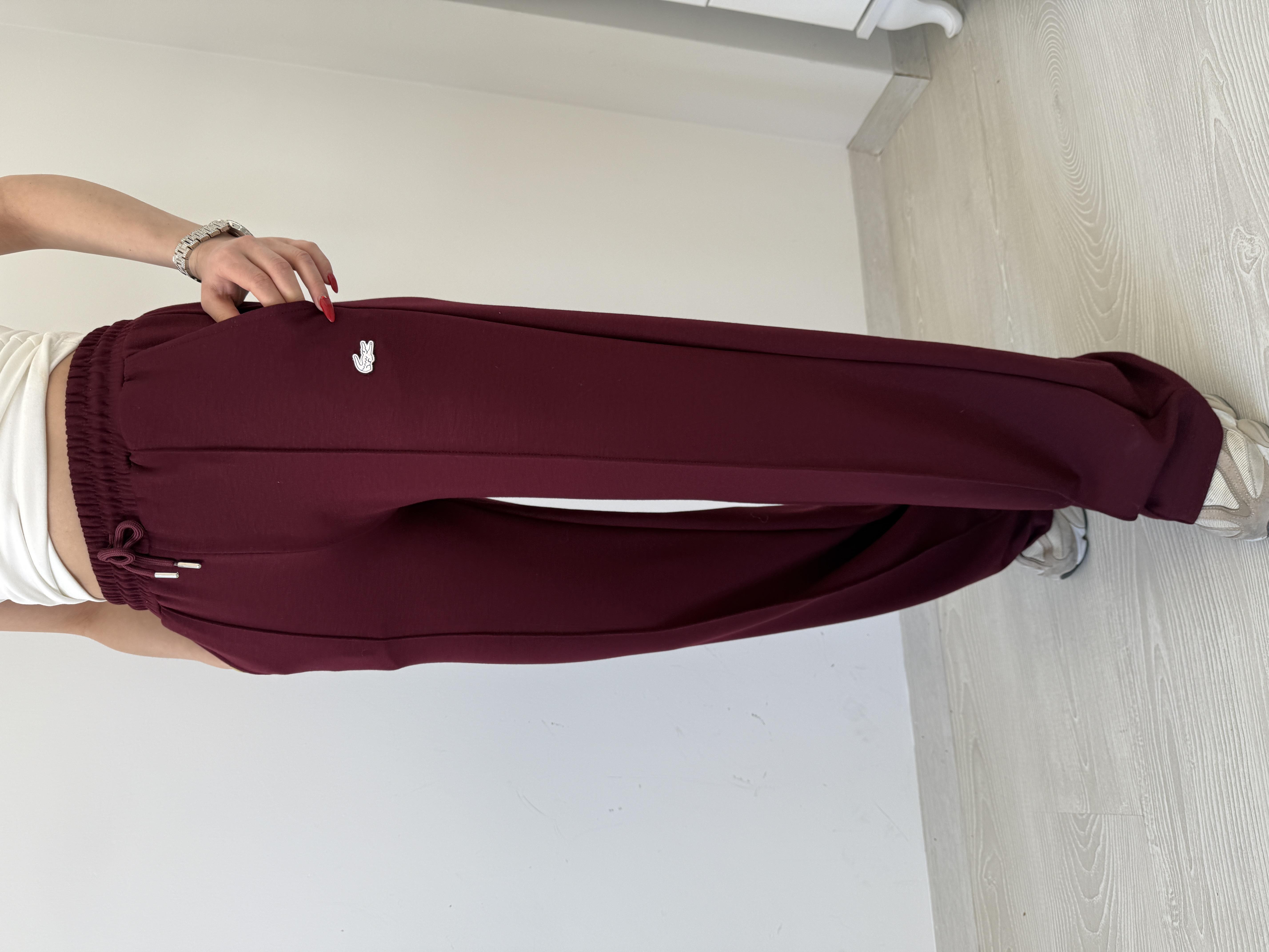 Beli̇ Lasti̇kli̇ Eşofman Alti Bordo