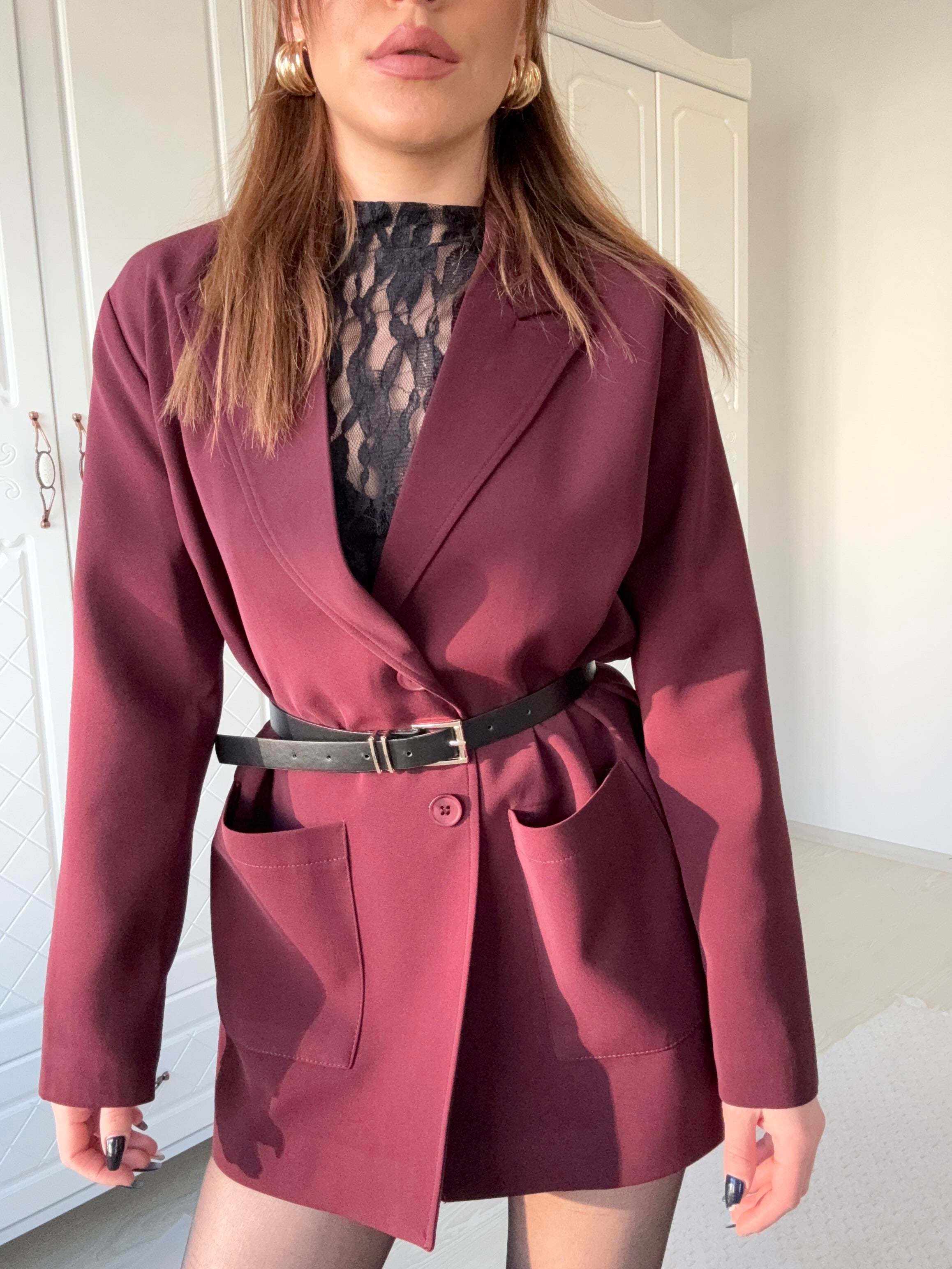 Büyük Cepli̇ Bleazer Ceket Bordo