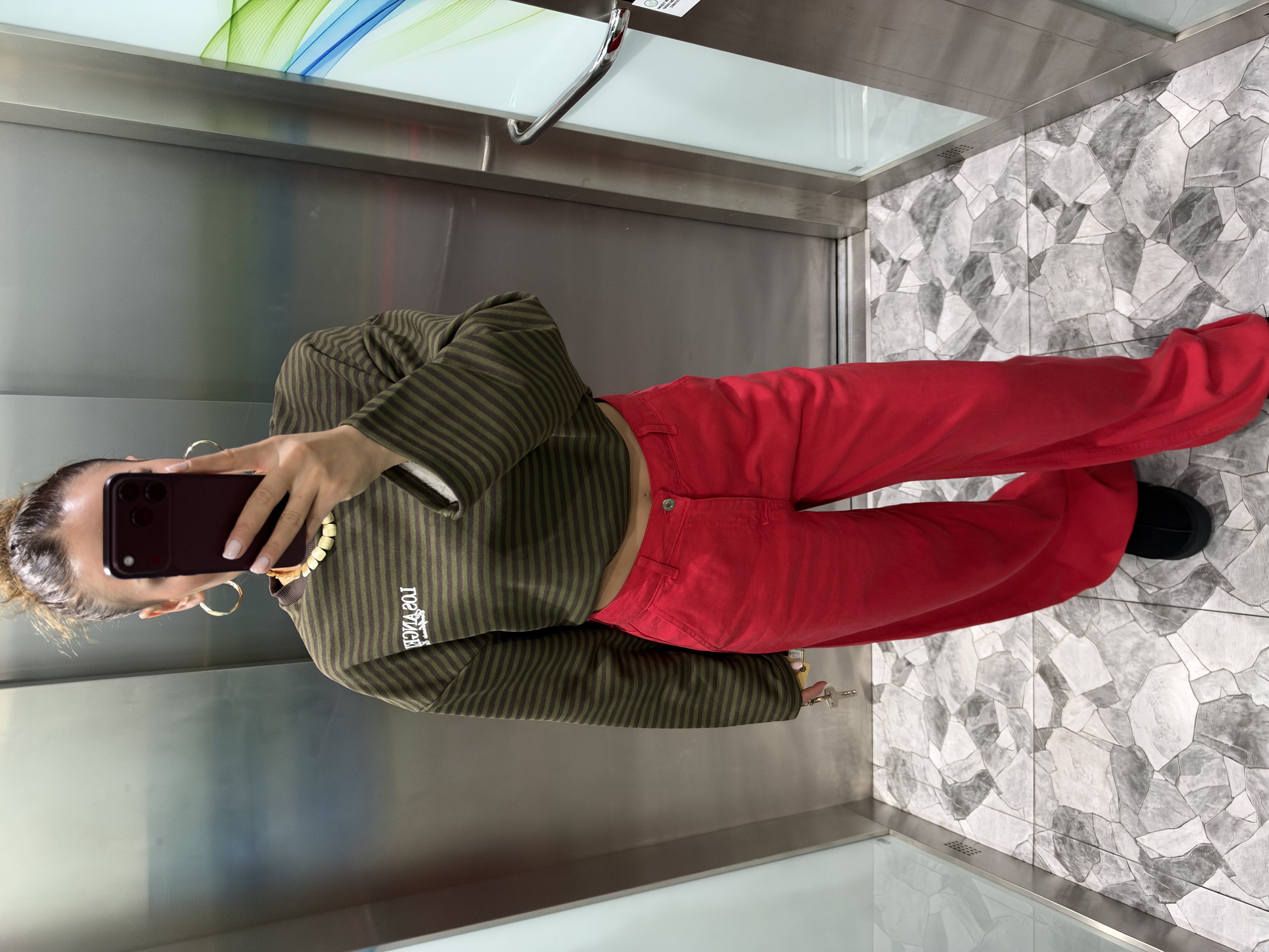 Çizgili Basic  Sweat Los 75 Kahve