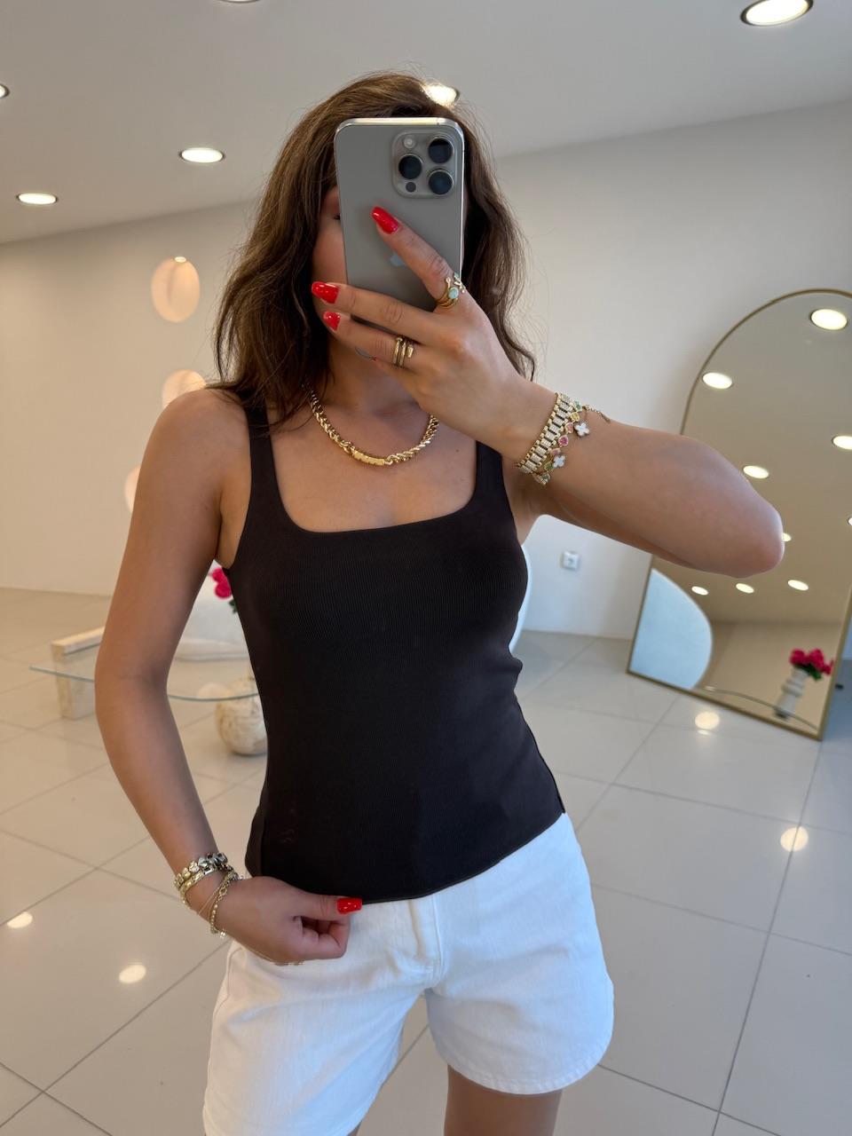 KALIN ASKILI FİTİLLİ ATLET KAHVE