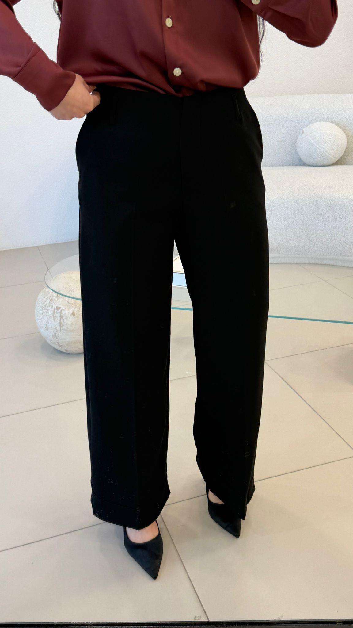 DUBLE PAÇA  KUMAŞ PANTOLON SİYAH