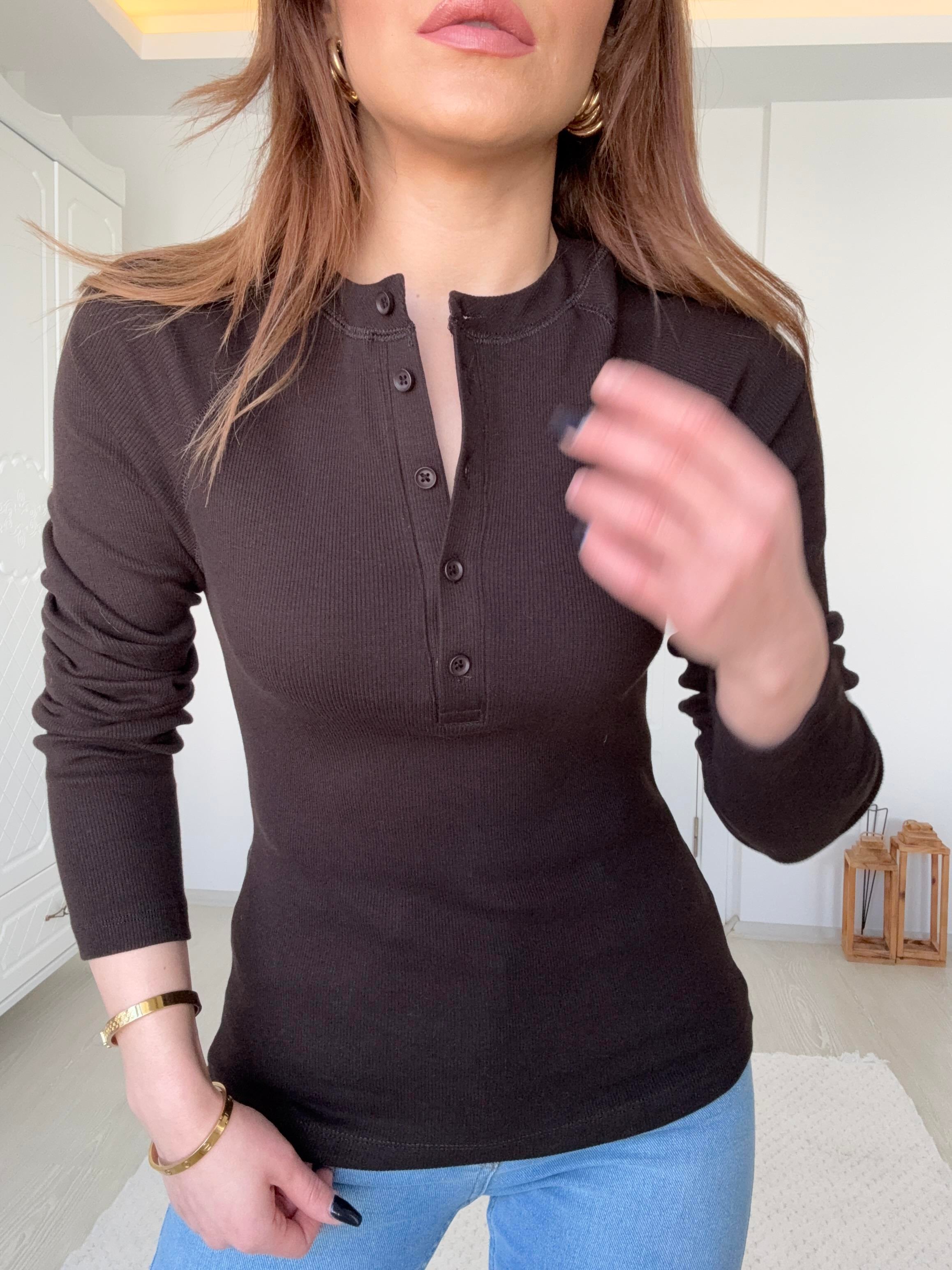 Düğmeli̇ Fi̇ti̇lli̇ Bady Aci Kahve