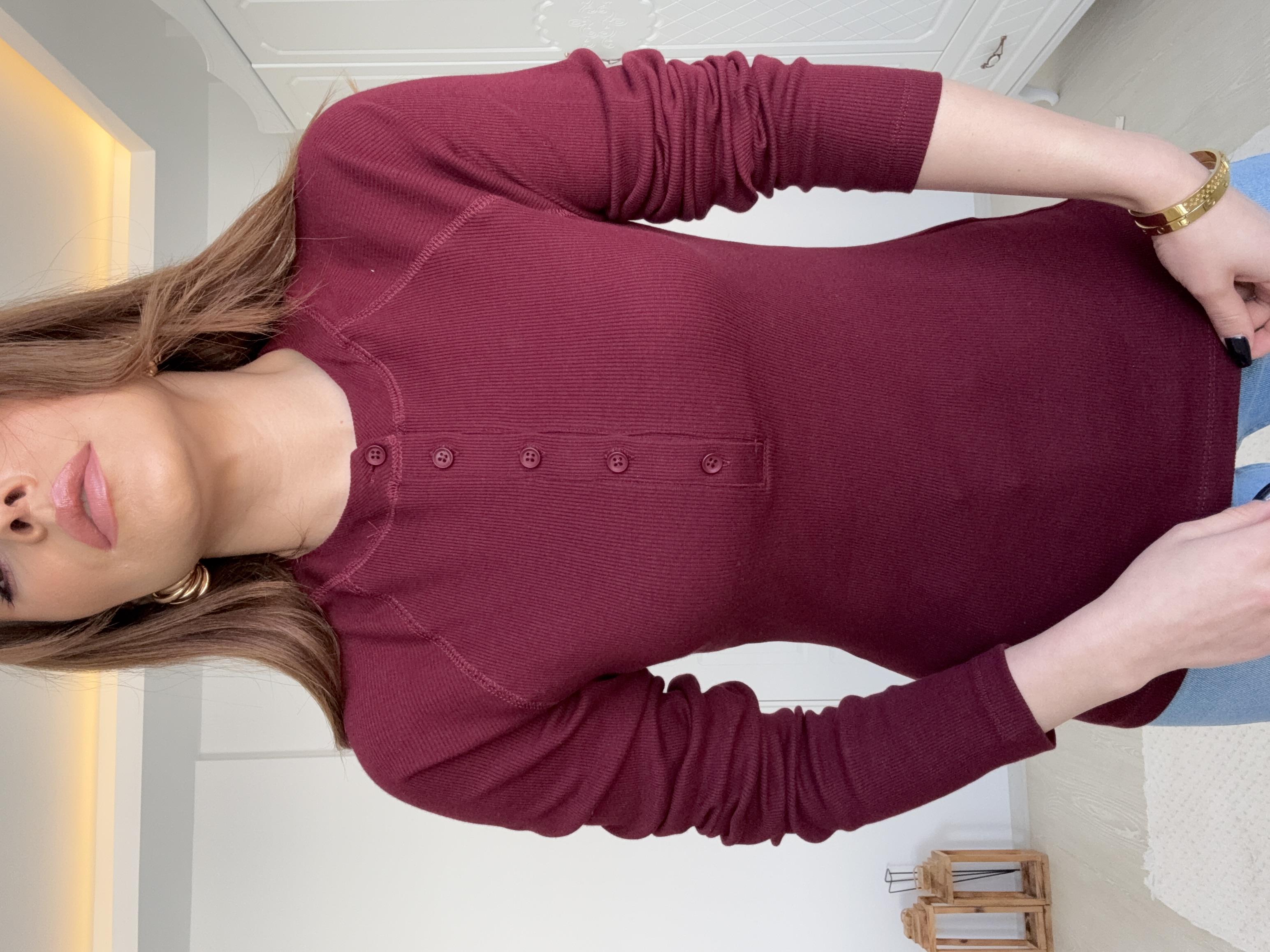 Düğmeli̇ Fi̇ti̇lli̇ Bady Bordo