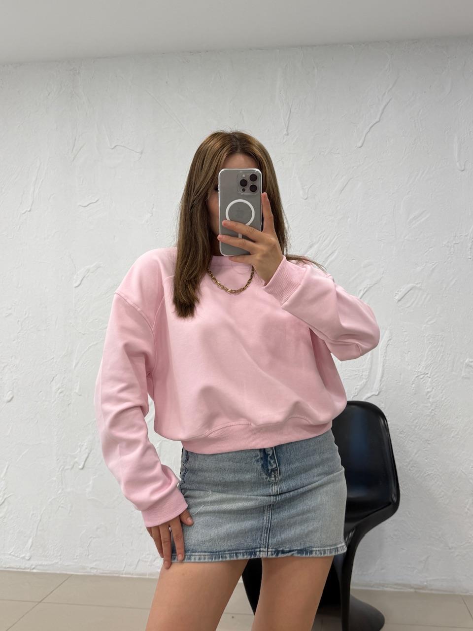 DÜZ BASİC SWEATSHIRT PEMBE