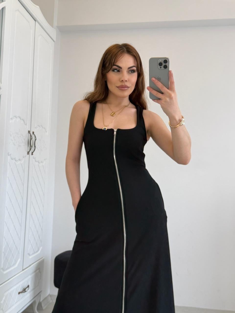 FERMUARLI KARE YAKA ELBİSE