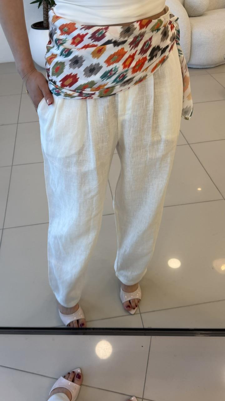 FULARLI KETEN PANTOLON