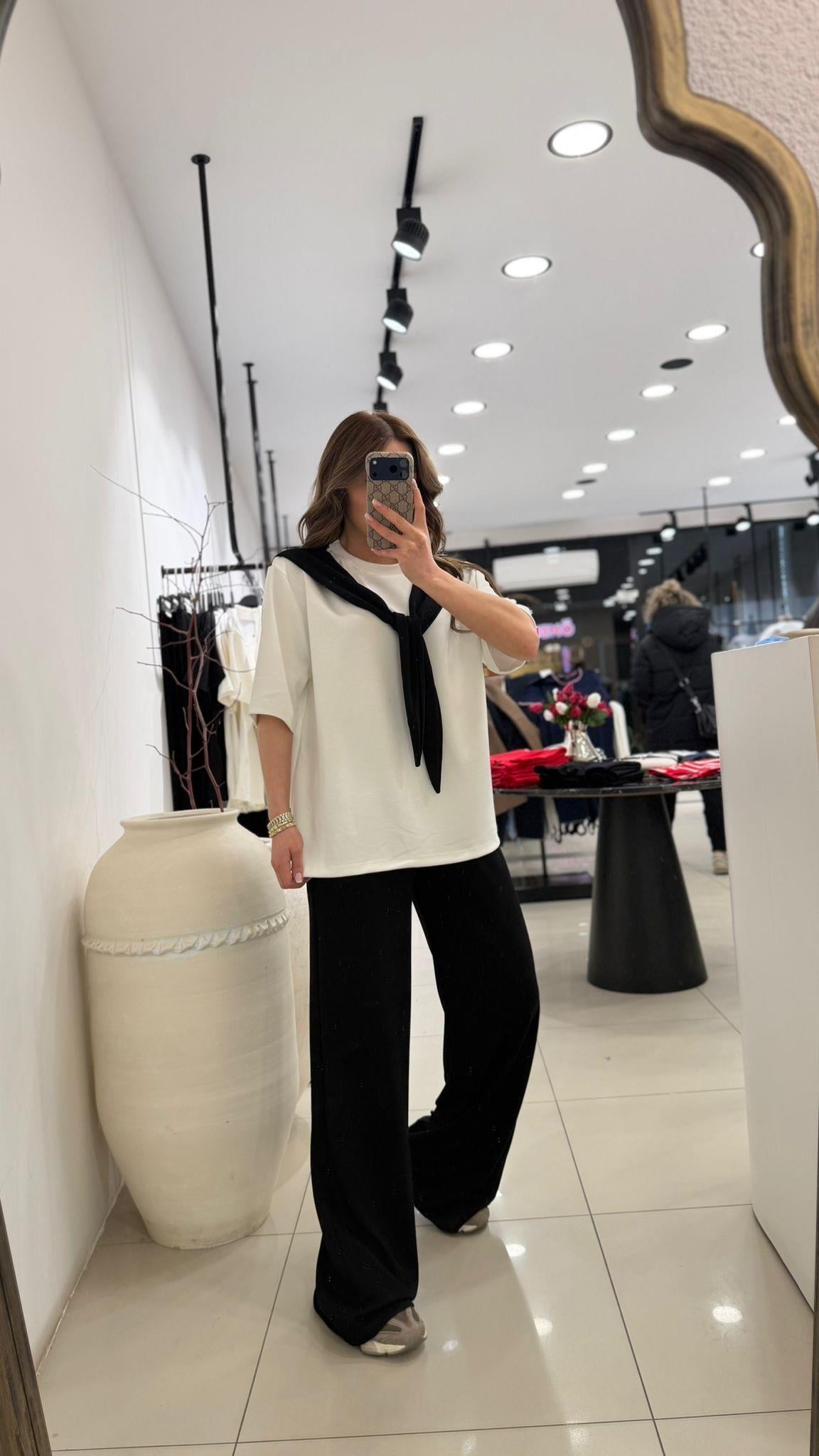 FULARLI MODAL İKİLİ TAKIM SİYAH 