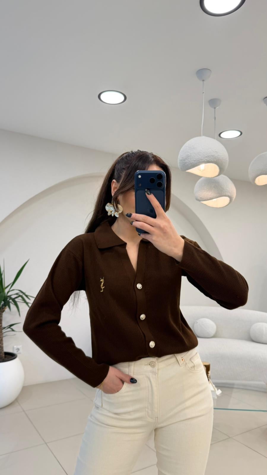 GOLD DÜĞMELİ HIRKA KAHVE