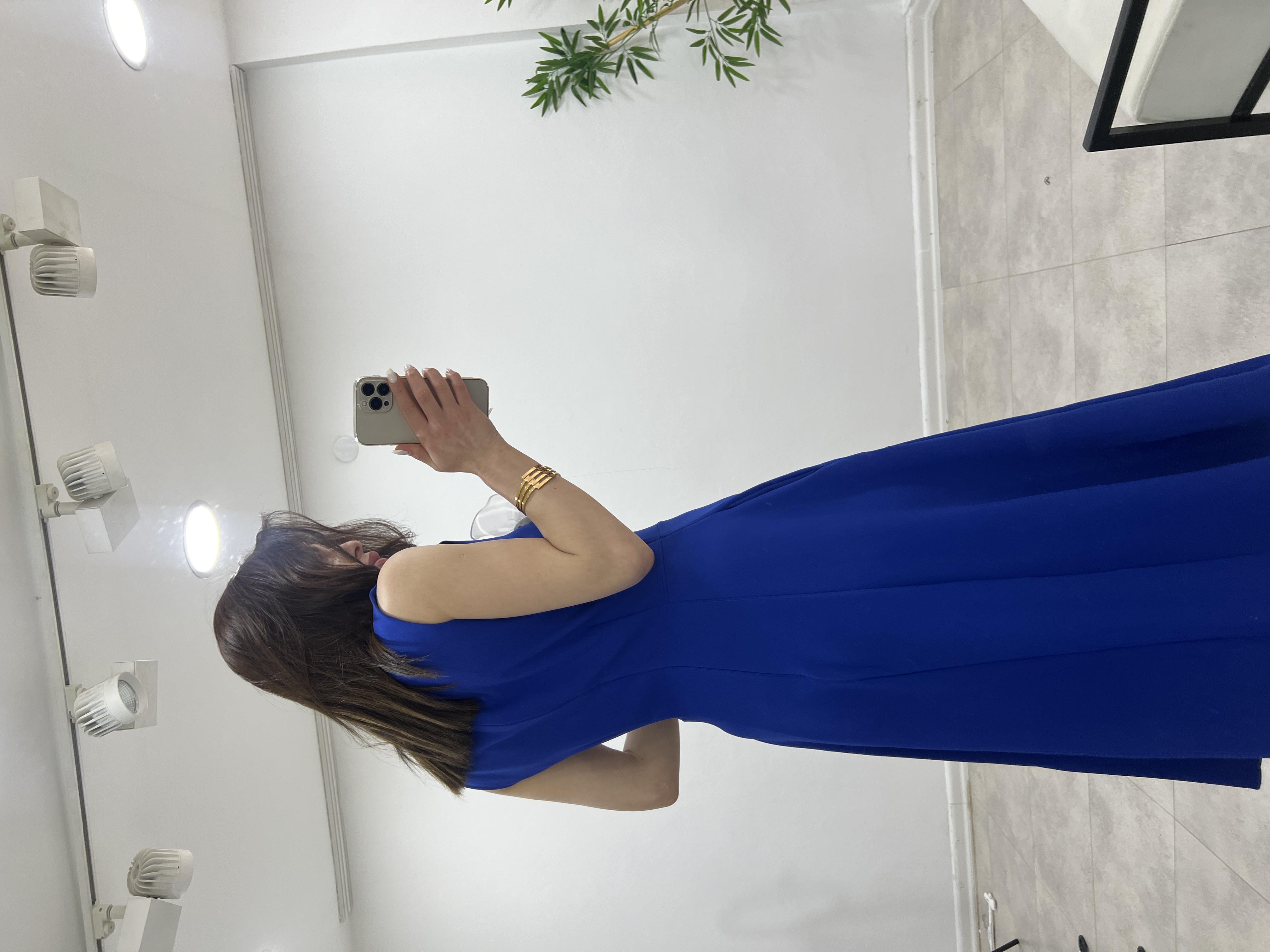 Gül Detayli Kolsuz Kloş Elbi̇se Saks