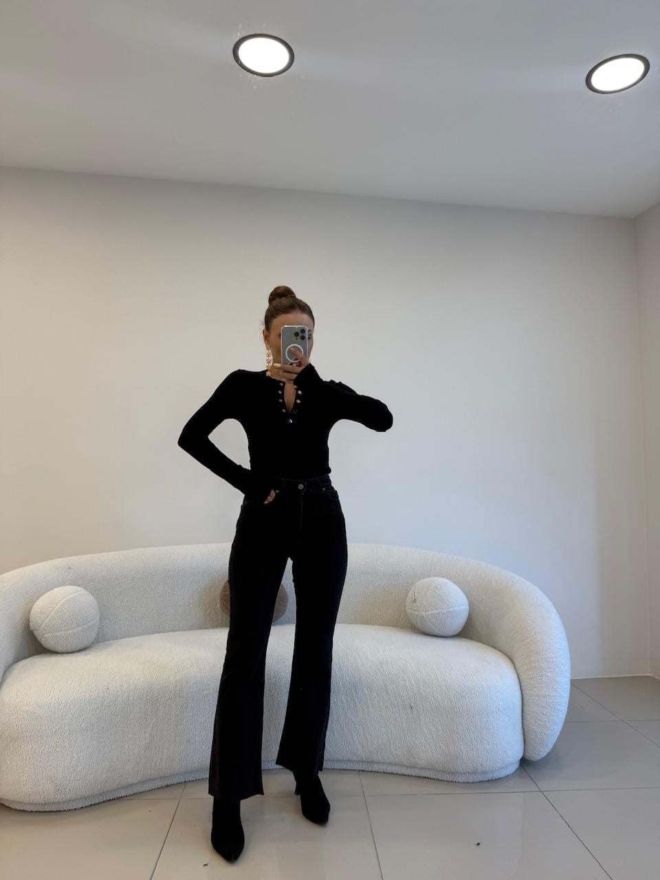 HAFİF İSPANYOL KESİK PAÇA LİKRALI MOM JEAN ANTRASİT 