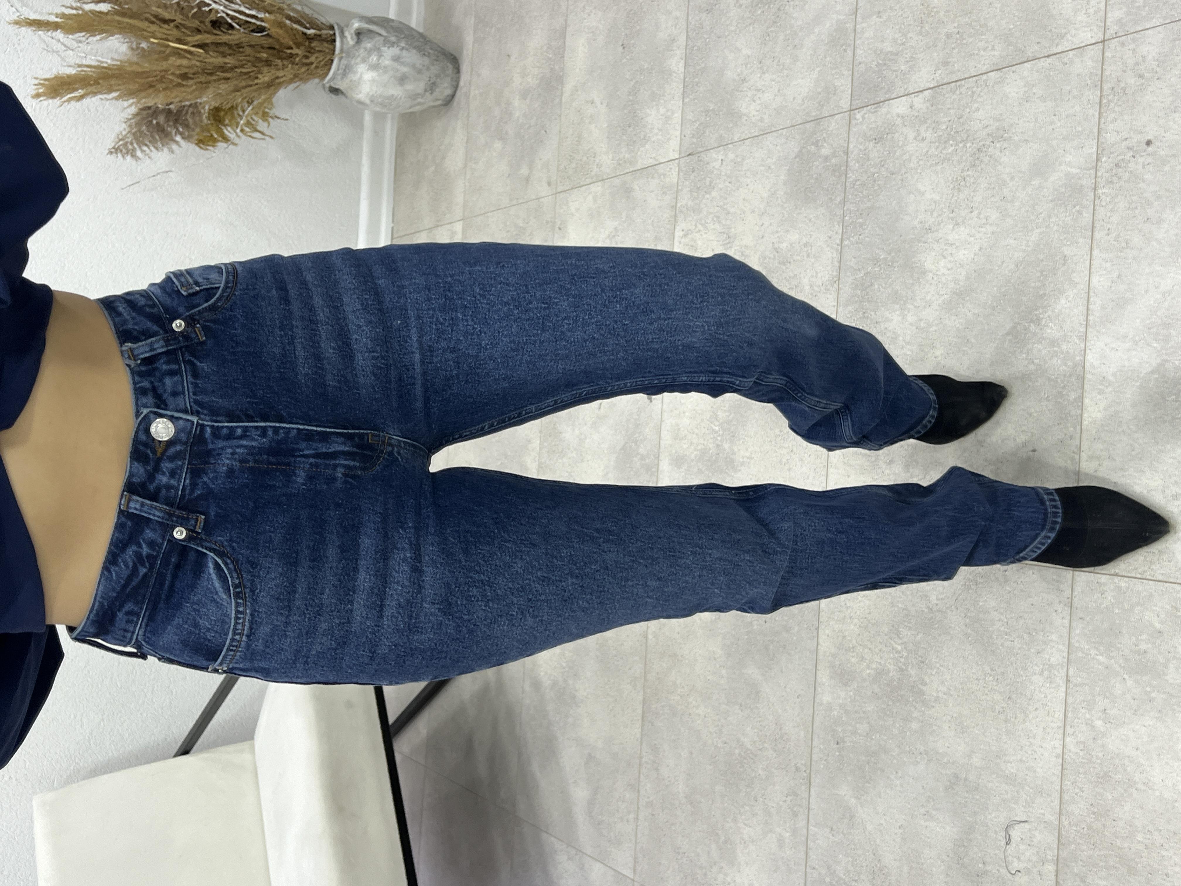 Hafi̇f Li̇kra Taşlanmiş Laci̇verti̇ Palazzo Jean