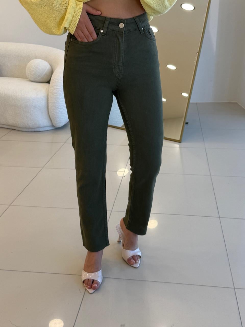 HAKİ YEŞİL LİKRALI MOM JEAN 