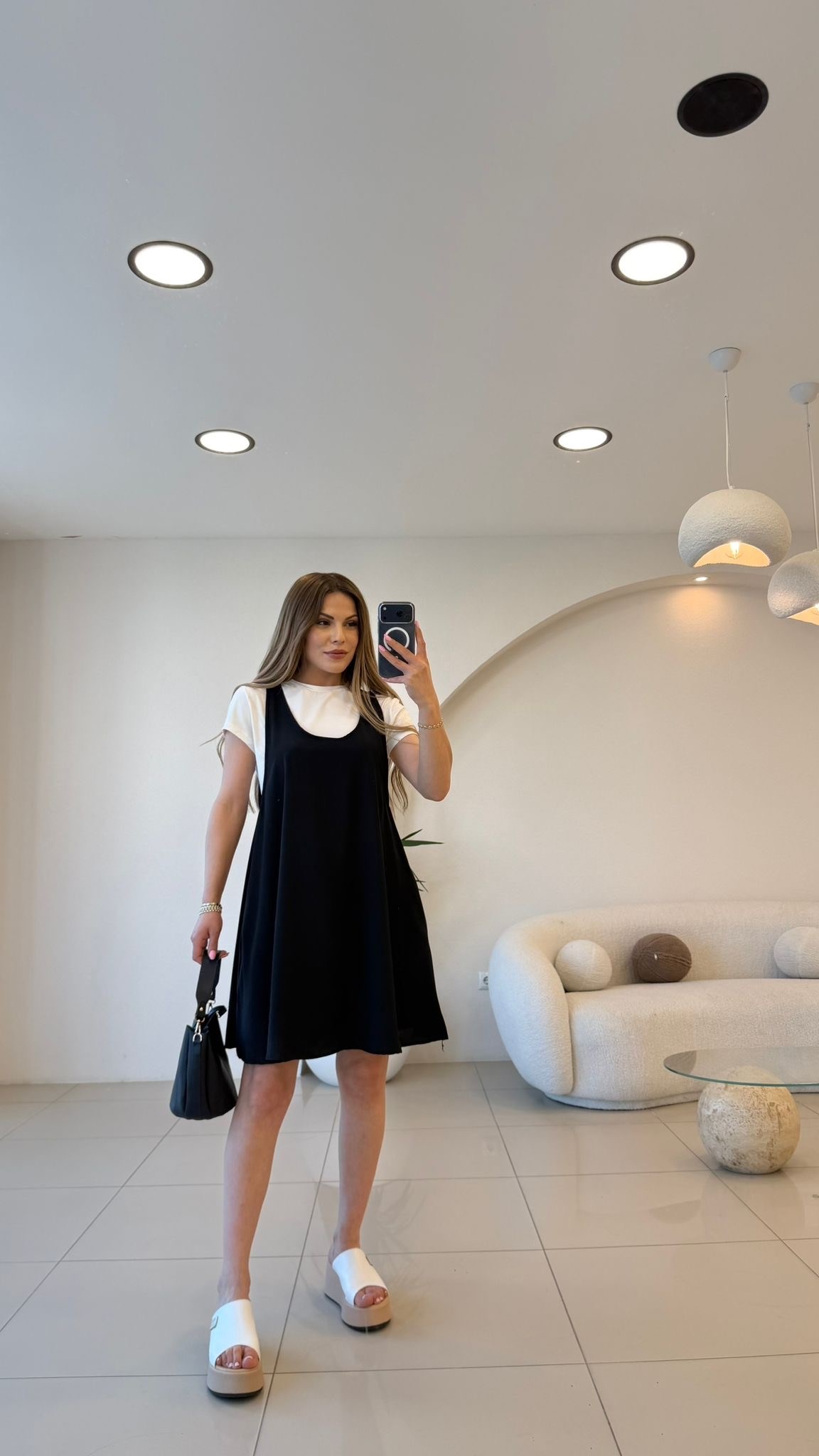 İthal Kumaş Twist Model Kısa Elbise Lacivert