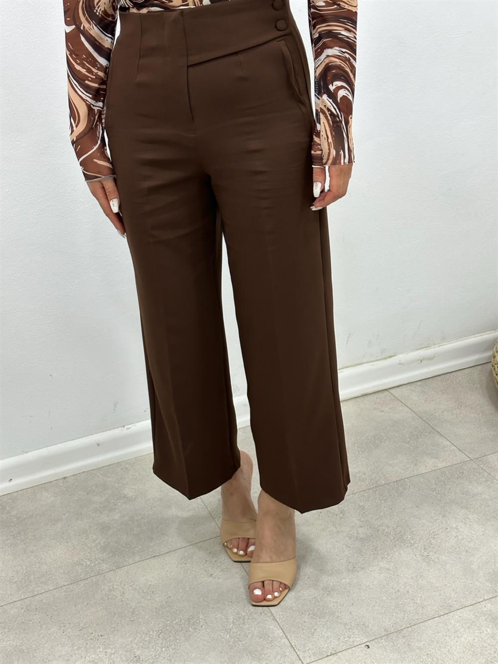 Kahve Düğmeli̇ Fi̇letolu Pantolon