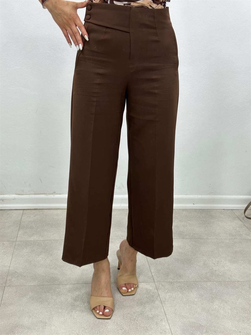 Kahve Düğmeli̇ Fi̇letolu Pantolon