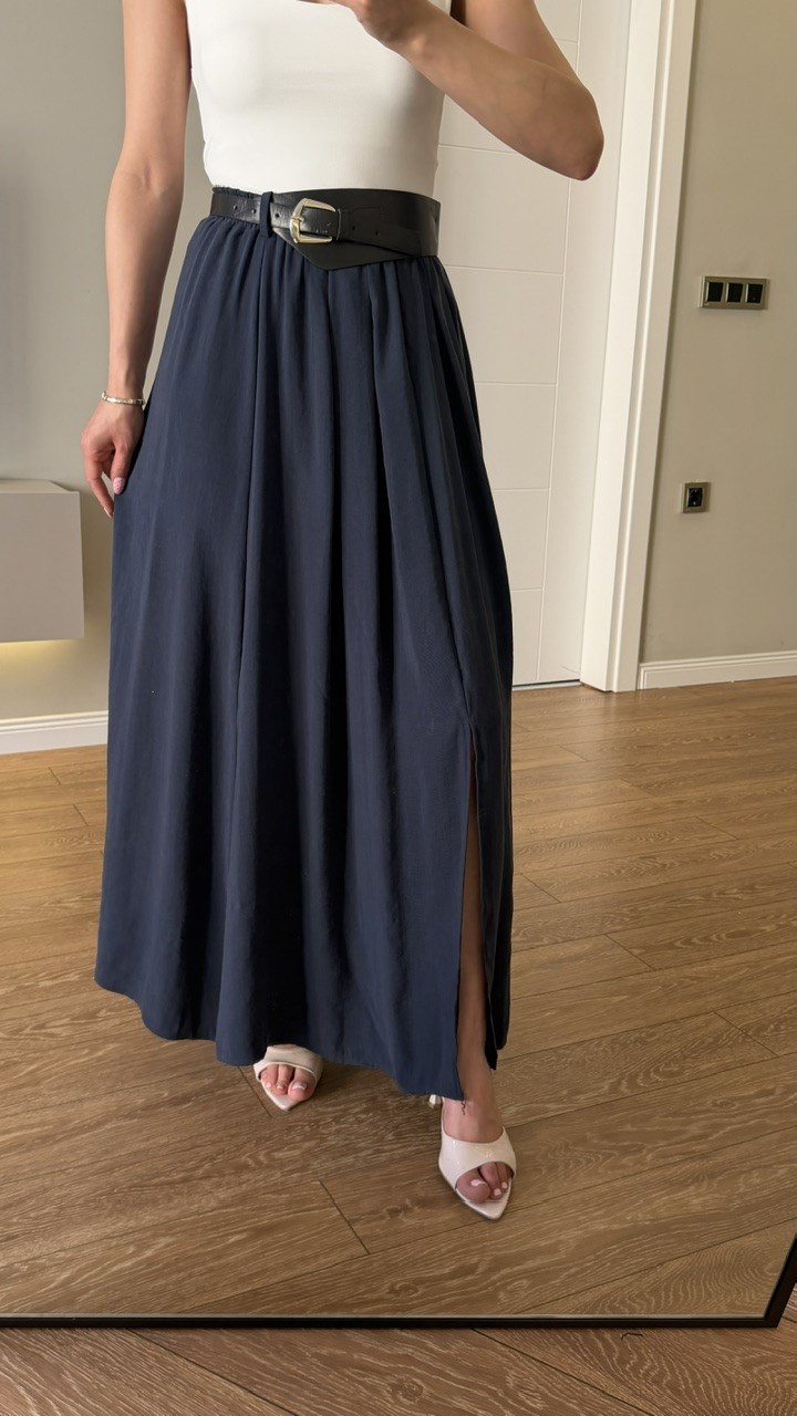 KALIN KEMERLİ YIRTMAÇLI ETEK