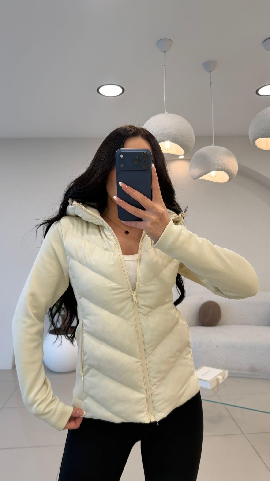 KAPŞONLU ŞİŞME MONT EKRU