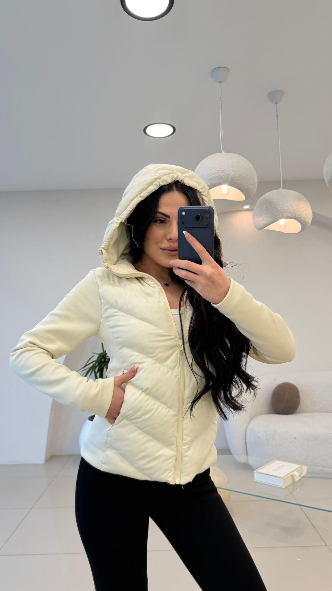 KAPŞONLU ŞİŞME MONT EKRU