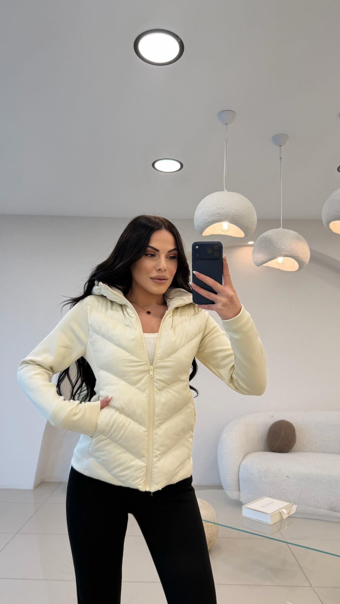 KAPŞONLU ŞİŞME MONT EKRU