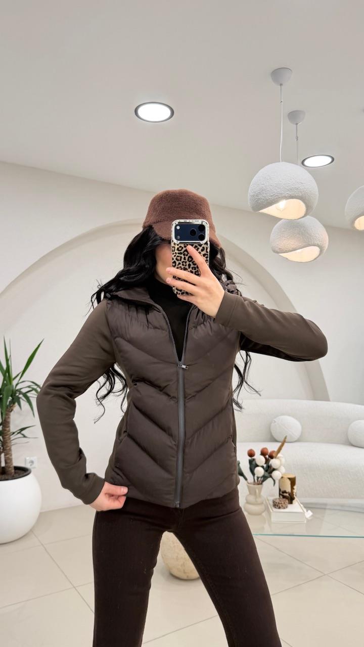 KAPŞONLU ŞİŞME MONT KAHVE