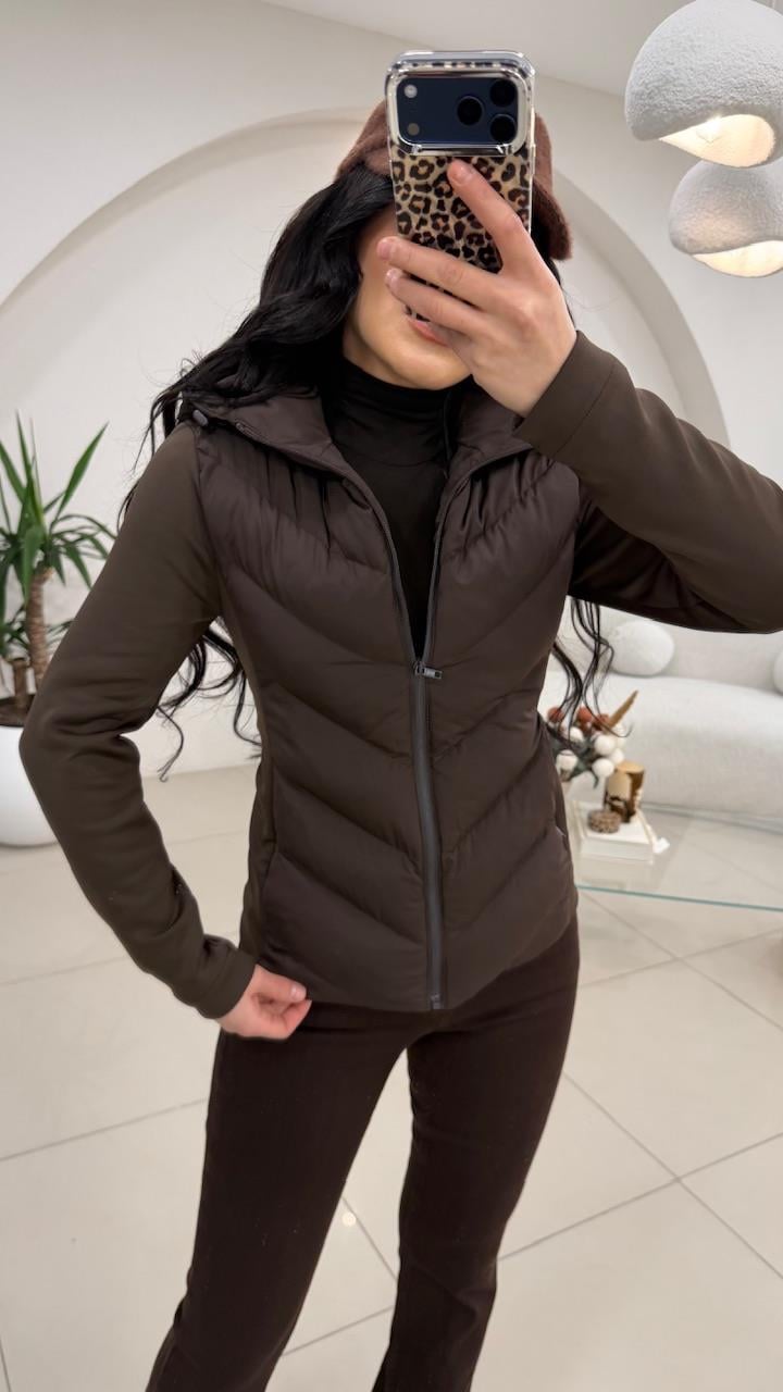 KAPŞONLU ŞİŞME MONT KAHVE