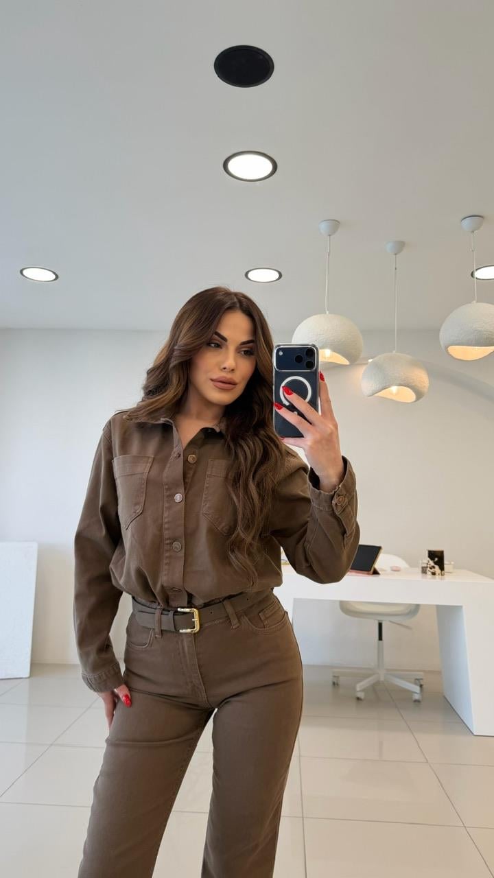 KEMERLİ LİKRALI DENIM TULUM TOPRAK