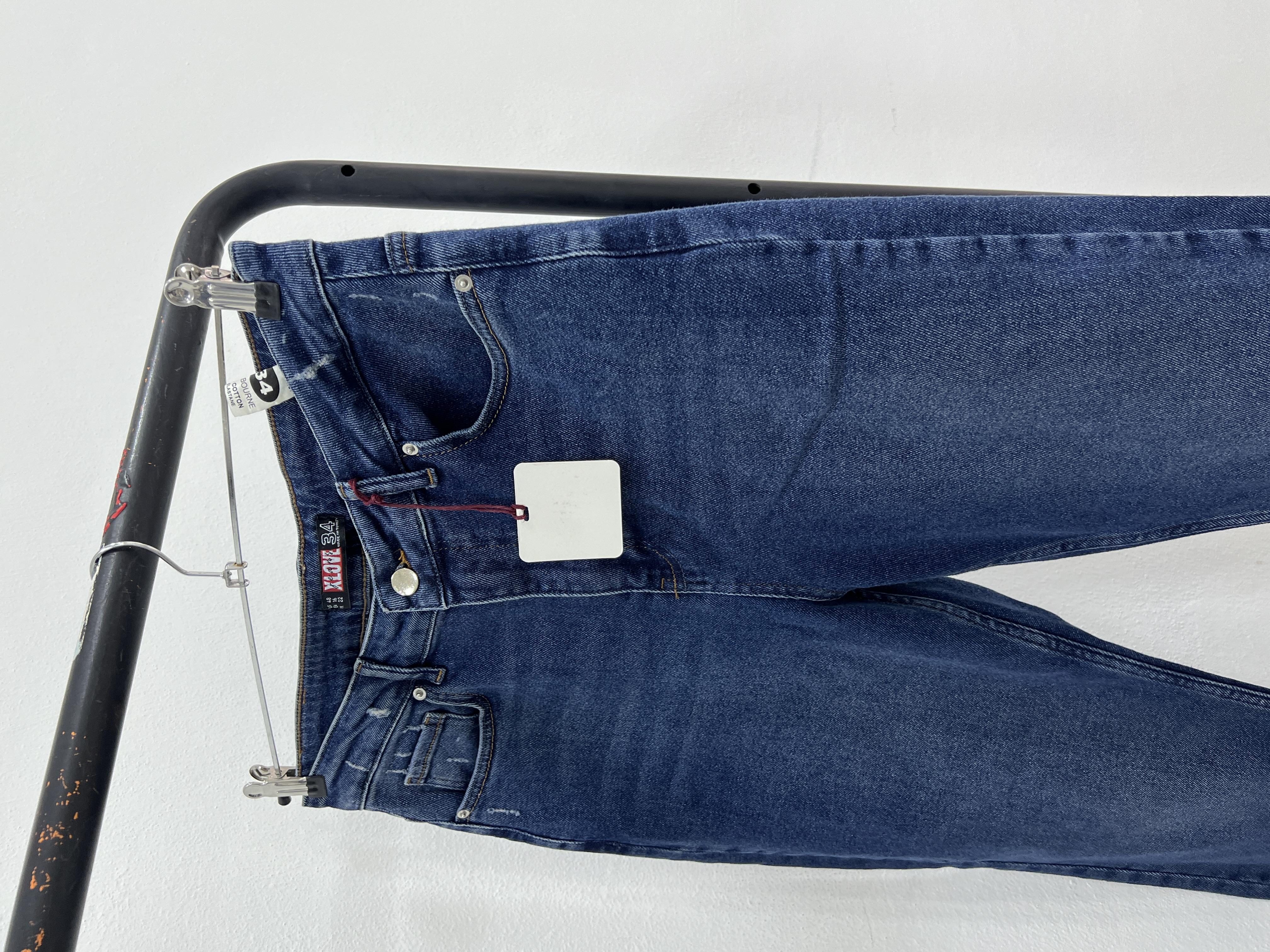 Laci̇vert Battal Beden Likralı Mom Jean