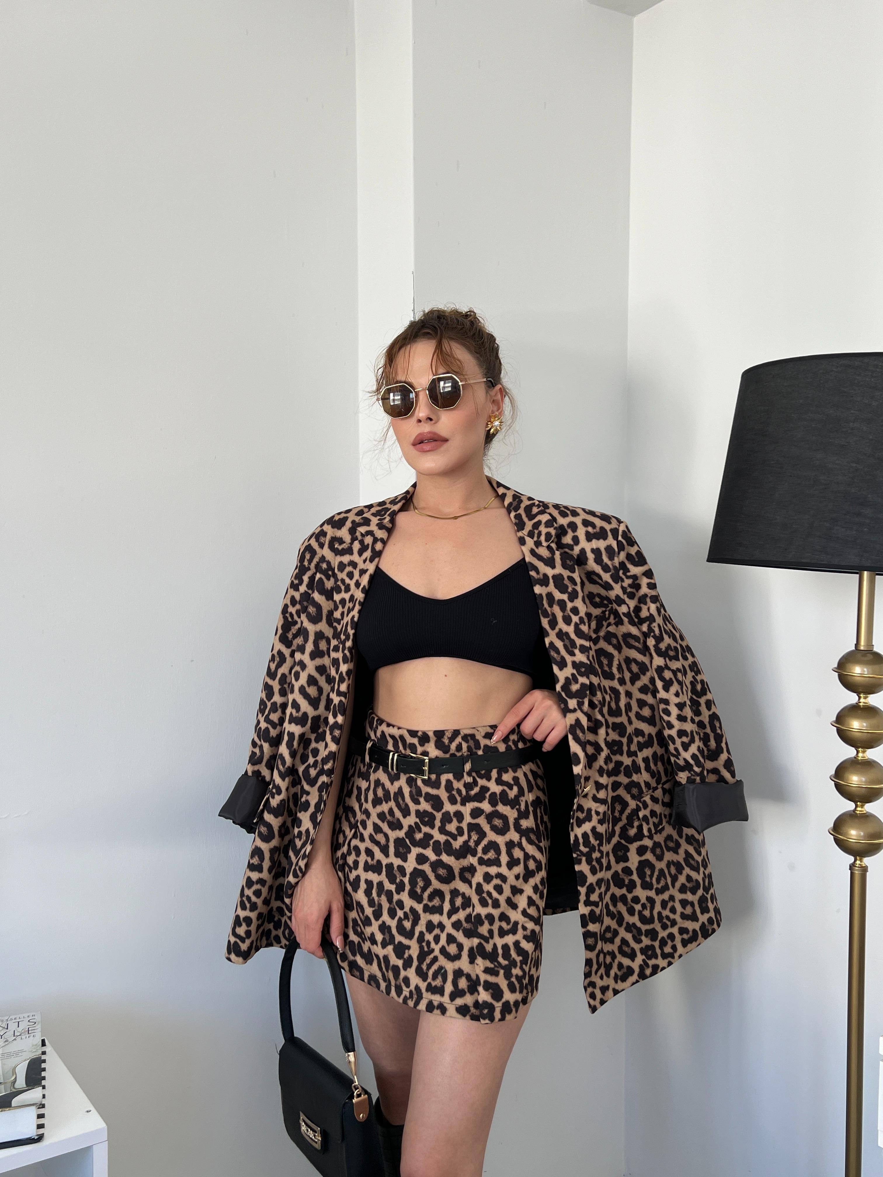 Leopar İki̇li̇ Ceketli̇ Takim