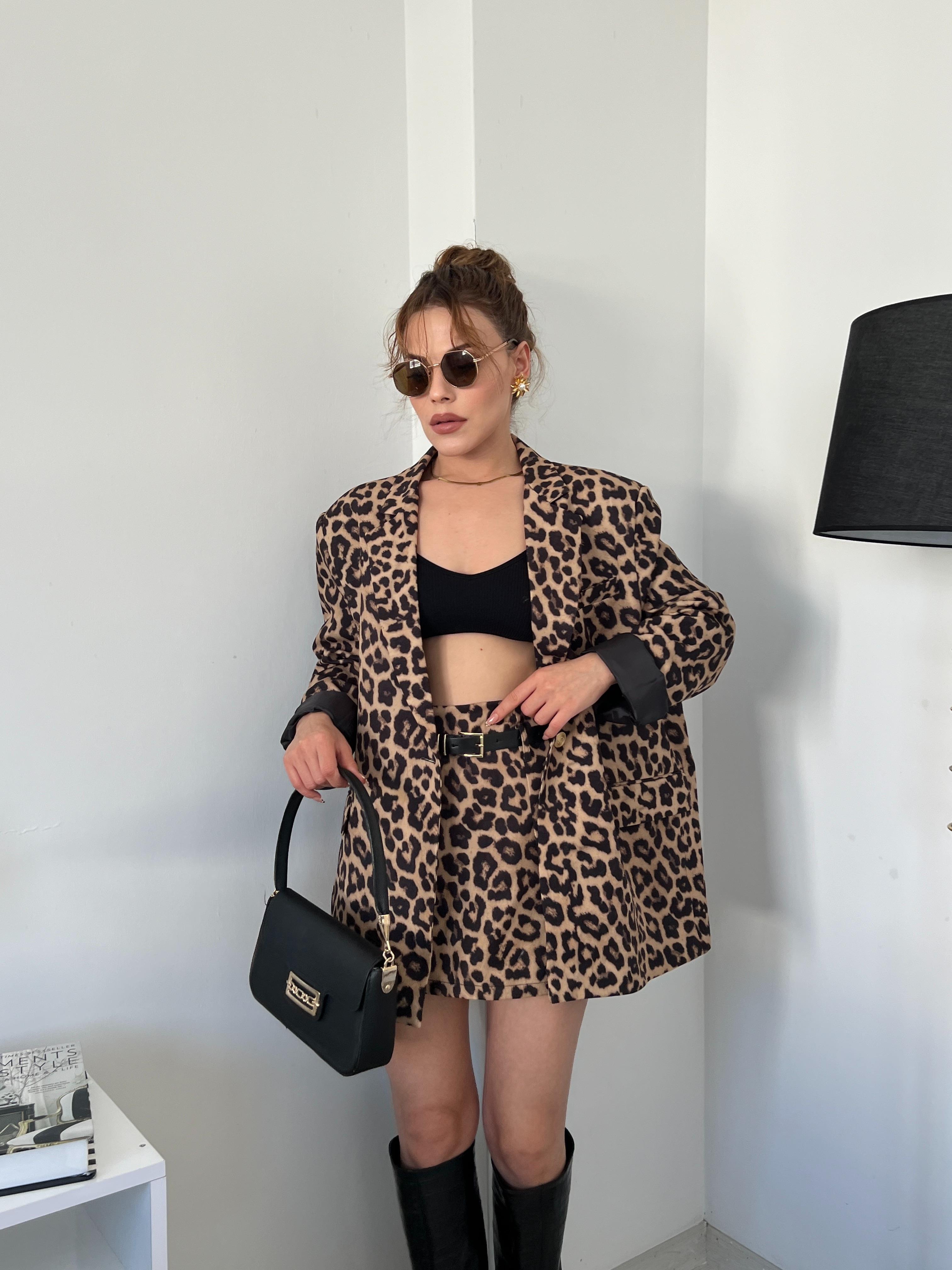 Leopar İki̇li̇ Ceketli̇ Takim